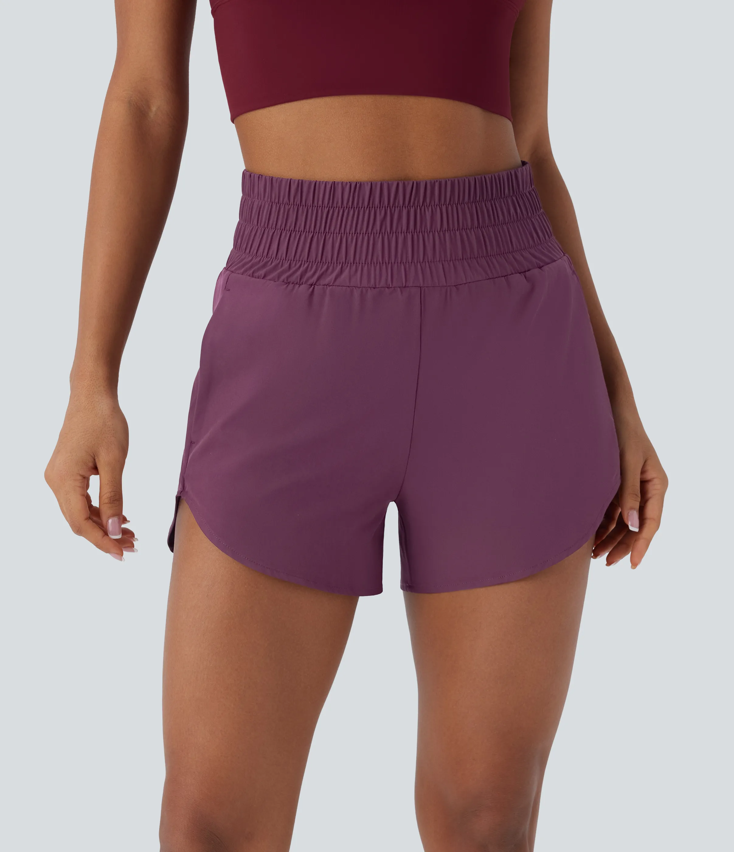 Halara Pantalón corto Breezeful™ correr secado rápido 2 en 1 dobladillo curvo tiro alto múltiple bolsillo 8.8cm - Amaranth - XL sold by Halara product image thumbnail 5