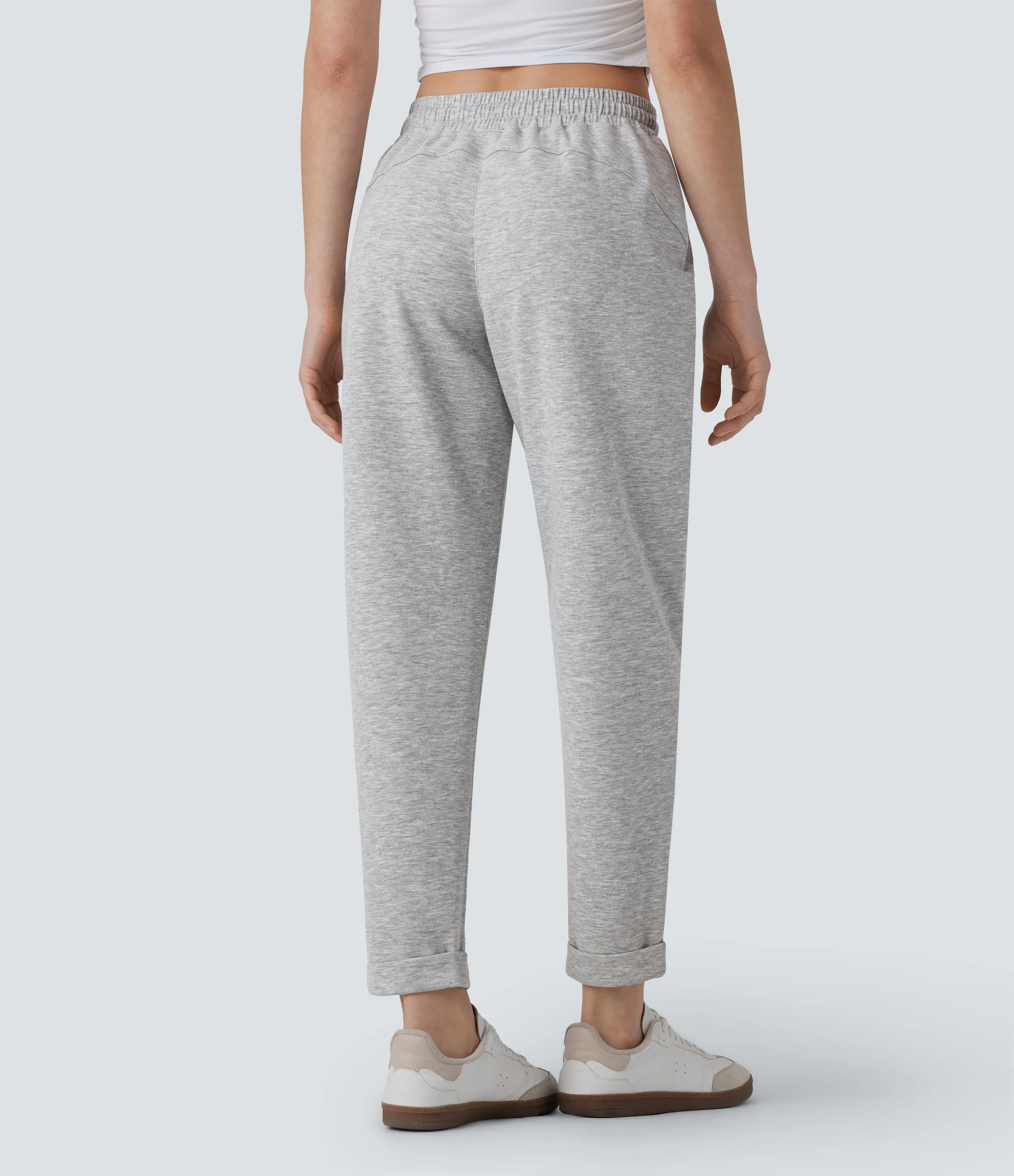 Halara Pantalones deportivos cónicos de tiro medio con cordón - Fog Gray - XS(regular) sold by Halara product image thumbnail 3