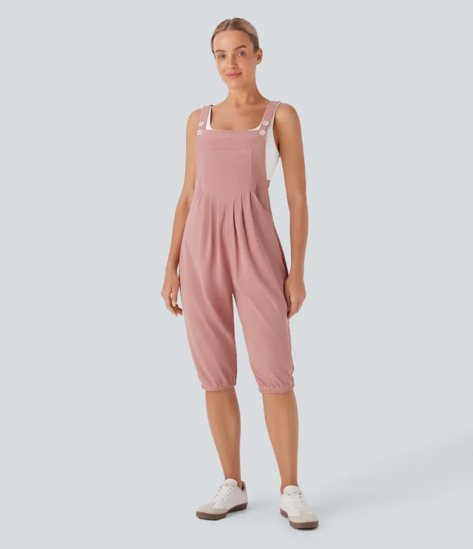 Halara Shorts casuales con botones y tirantes ajustables con múltiples bolsillos - Rose Tan - XS sold by Halara