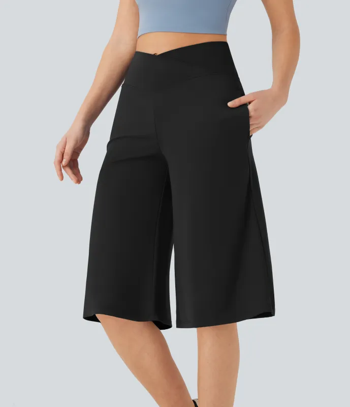 Halara Pantalones de yoga Softlyzero™ Airy de tiro alto cruzado con bolsillos en tacto frío - Black - S sold by Halara