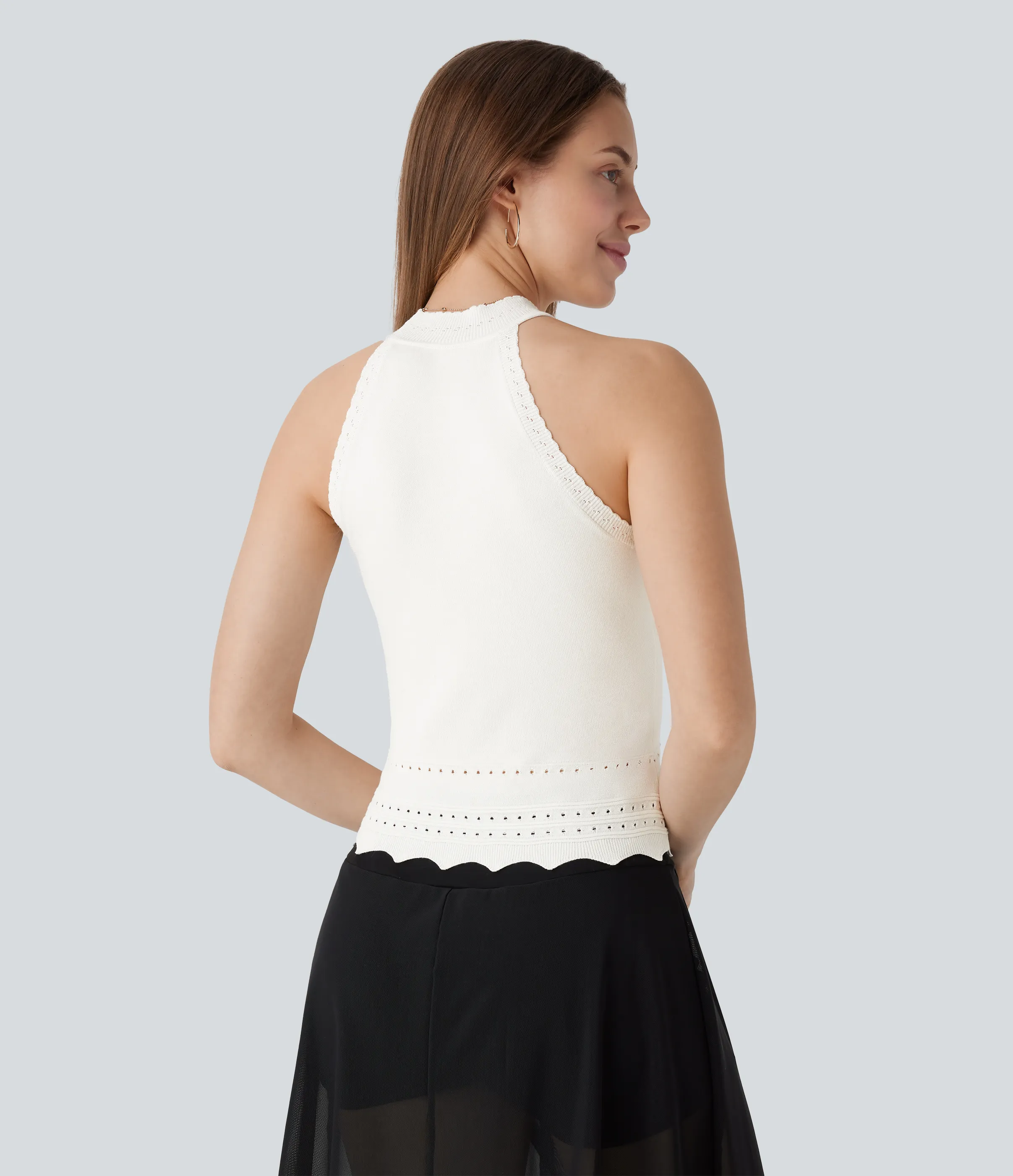 Halara Suéter sin mangas cuello redondo abertura resort - Oak White - L sold by Halara product image thumbnail 3