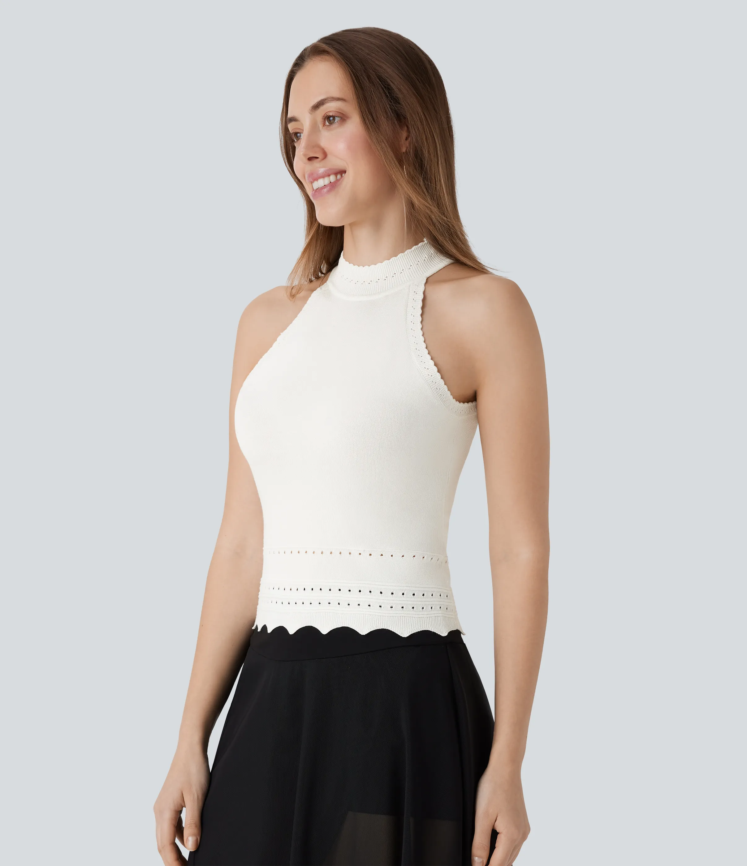 Halara Suéter sin mangas cuello redondo abertura resort - Oak White - L sold by Halara product image thumbnail 4