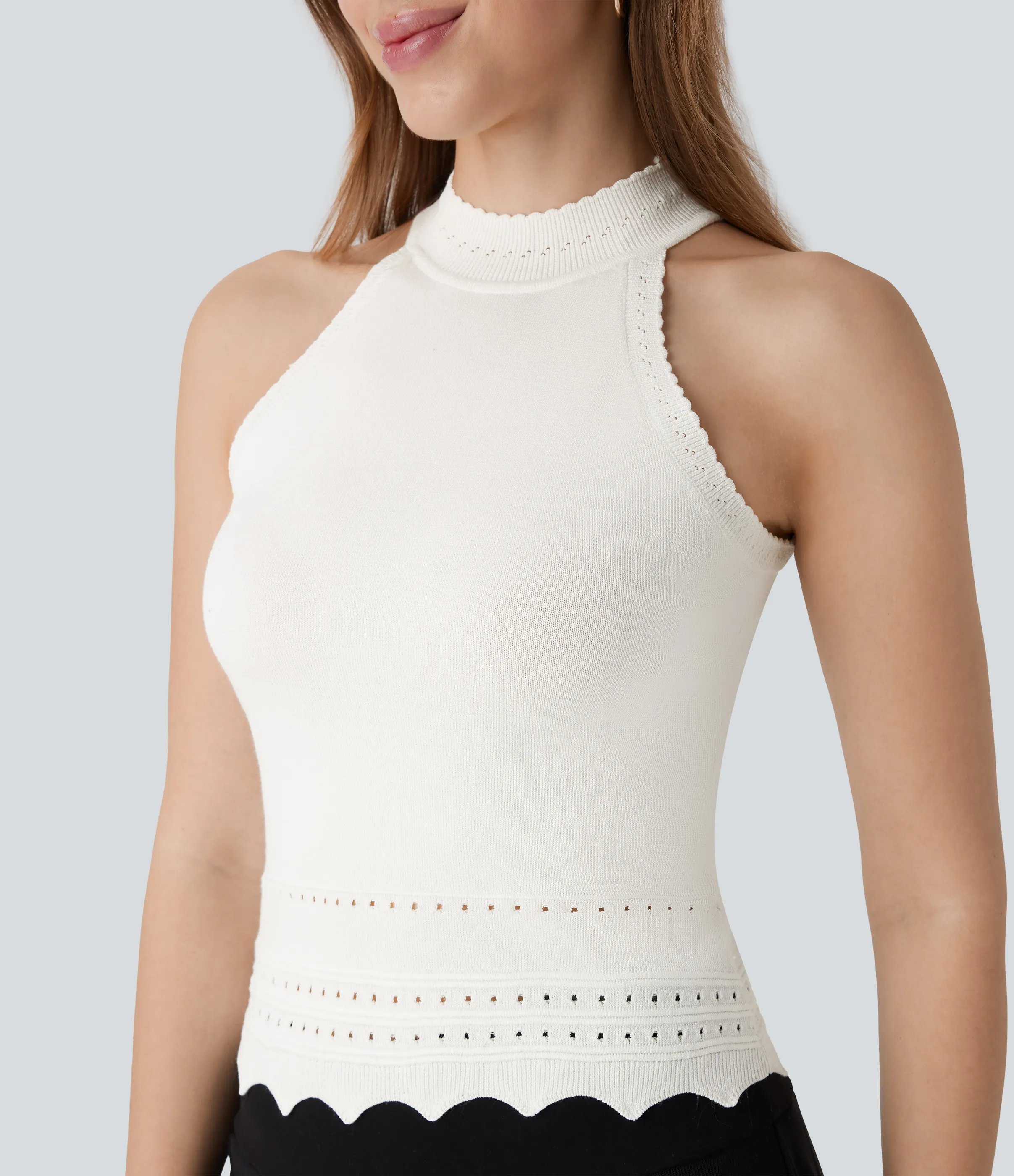 Halara Suéter sin mangas cuello redondo abertura resort - Oak White - L sold by Halara product image thumbnail 5