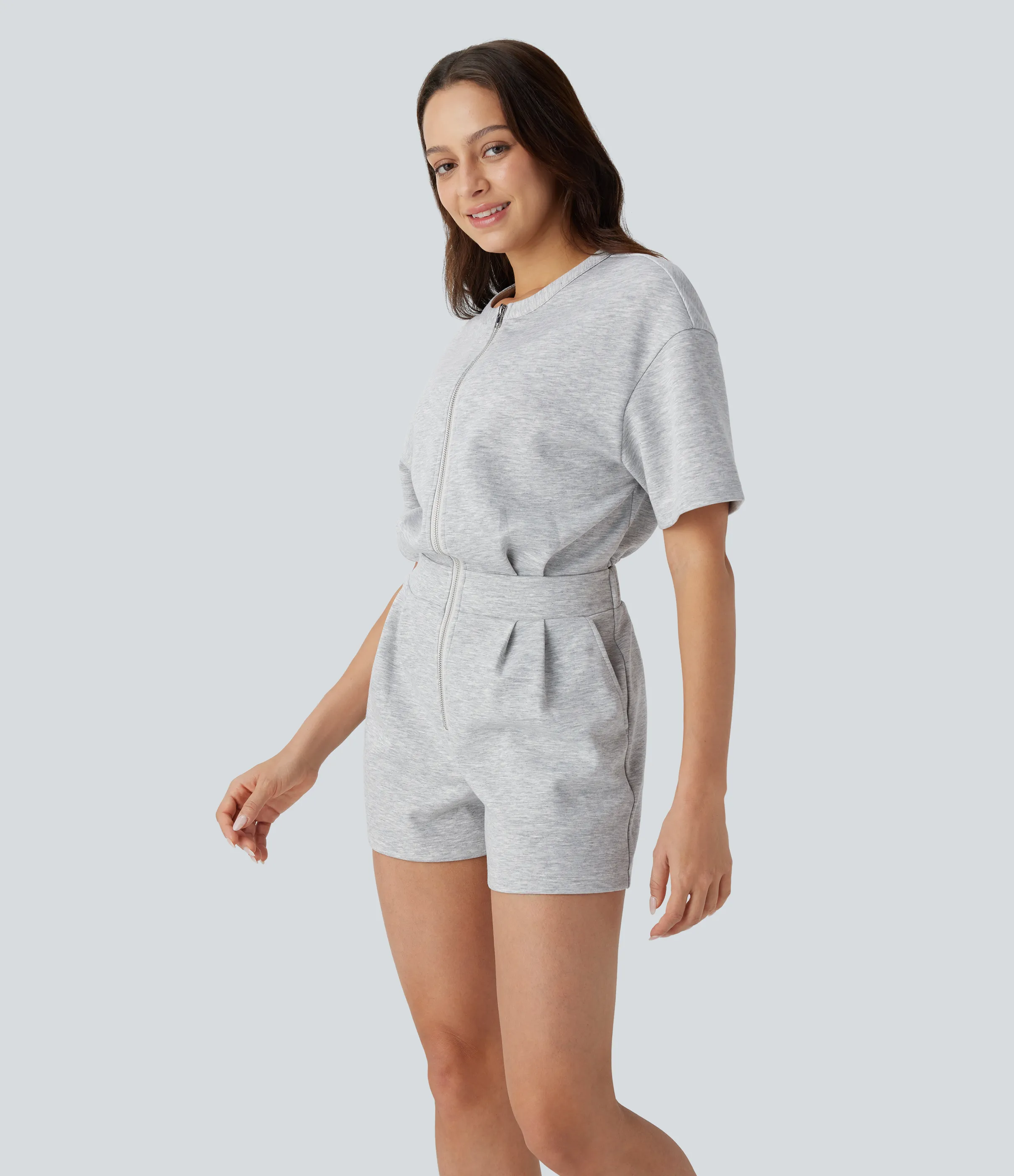 Halara Mono yoga bolsillo lateral cordón abertura cremallera - Fog Gray - XL sold by Halara product image thumbnail 4