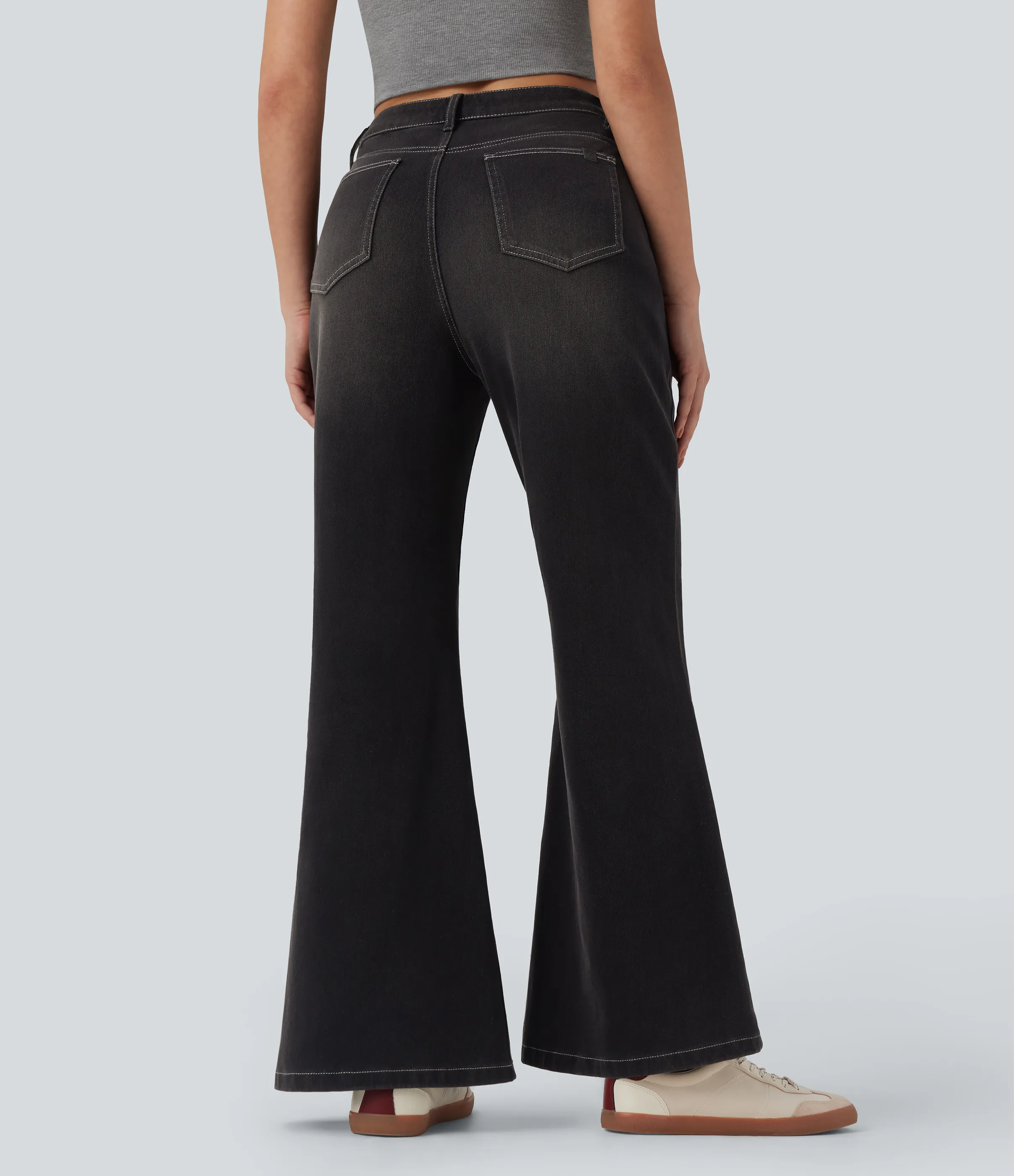 Halara Jeans acampanados Halara Flex™ casuales de tiro alto con bolsillos - Phantom Denim - XL(regular) sold by Halara product image thumbnail 3