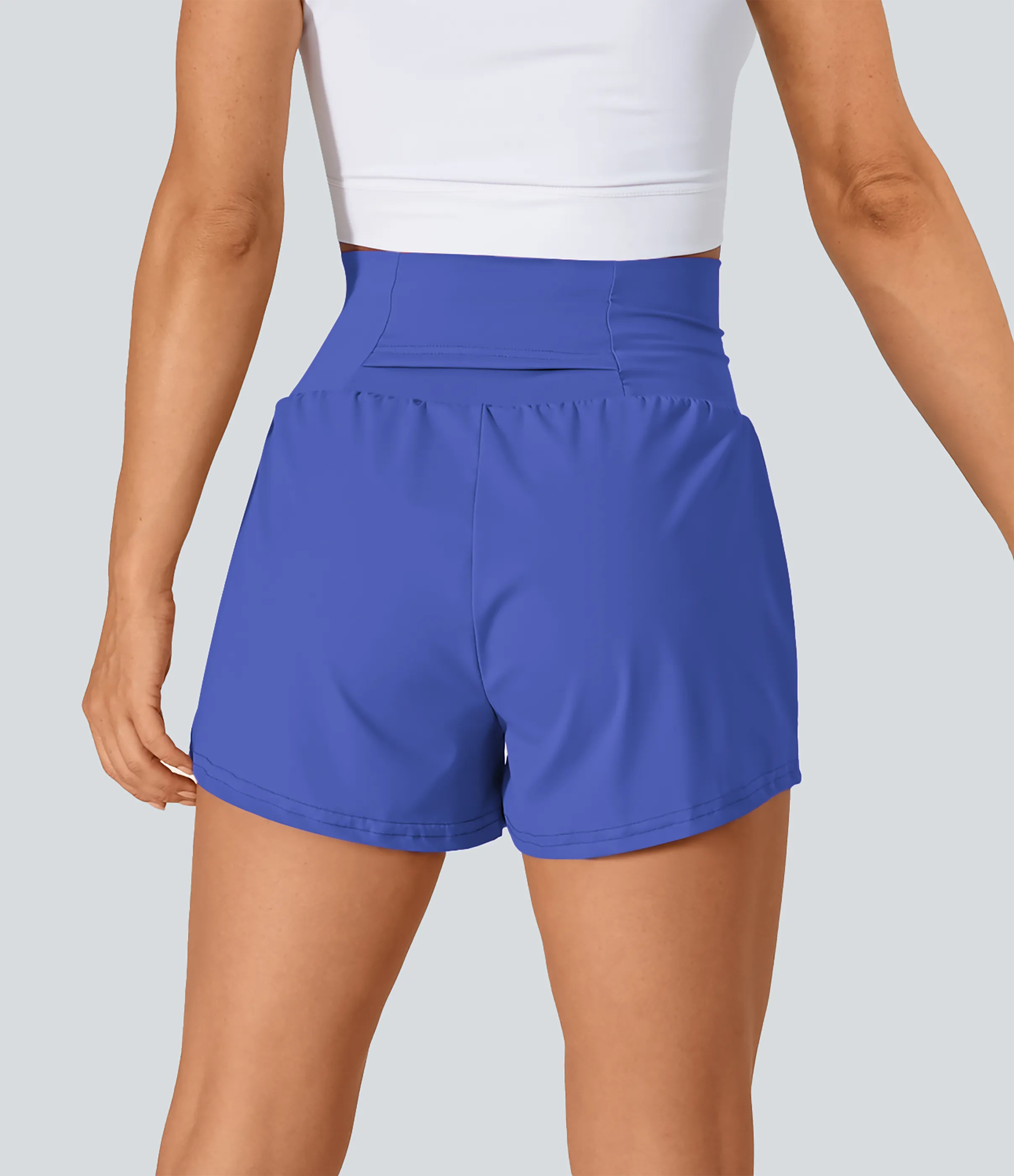 Halara Pantalón corto yoga 2 en 1 bolsillo trasero oculto tiro súper alto bolsillo lateral oculto 6.3cm - Aster Blue - L sold by Halara product image thumbnail 3