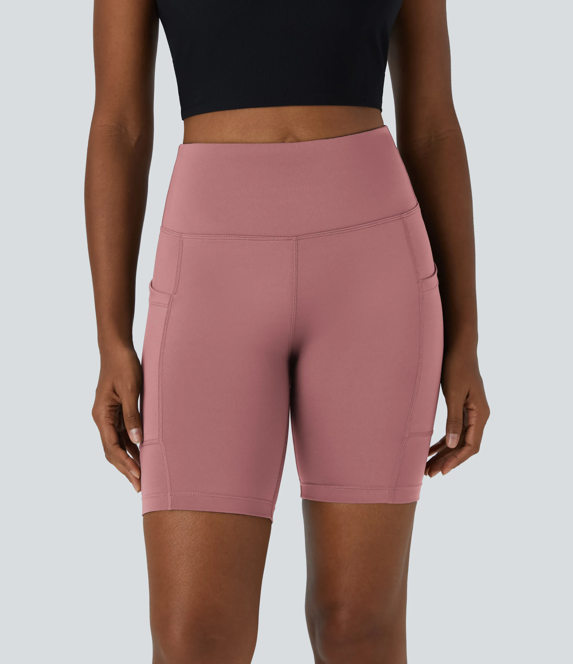 Halara Pantalón corto ciclista bolsillo lateral tiro alto 17.5cm - Carmine Red - XS sold by Halara product image thumbnail 4