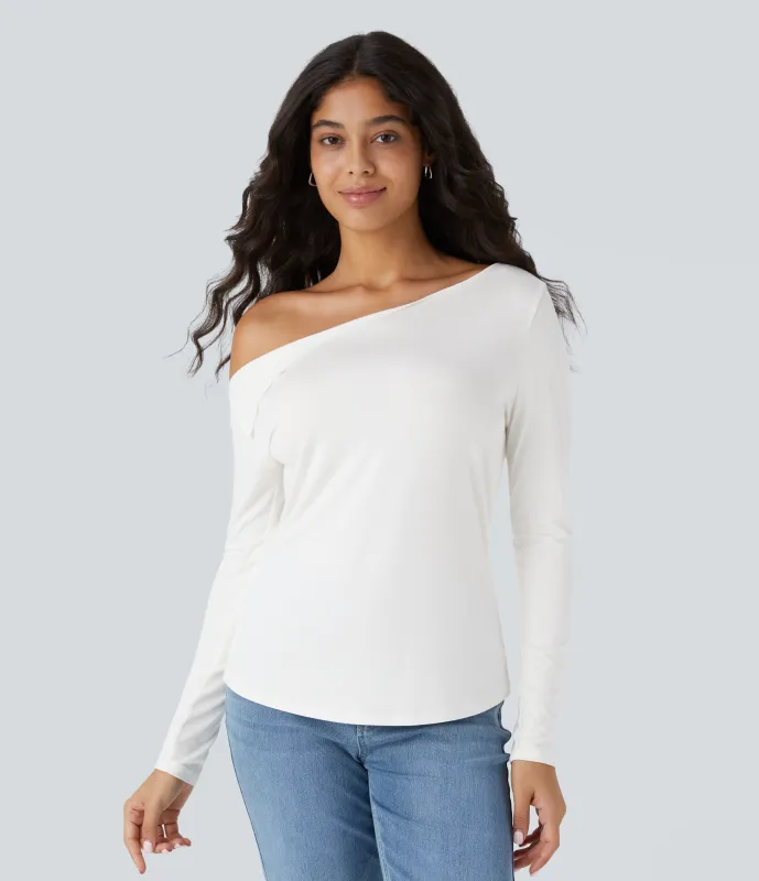 Halara Blusa manga larga sin hombro - White - XL sold by Halara