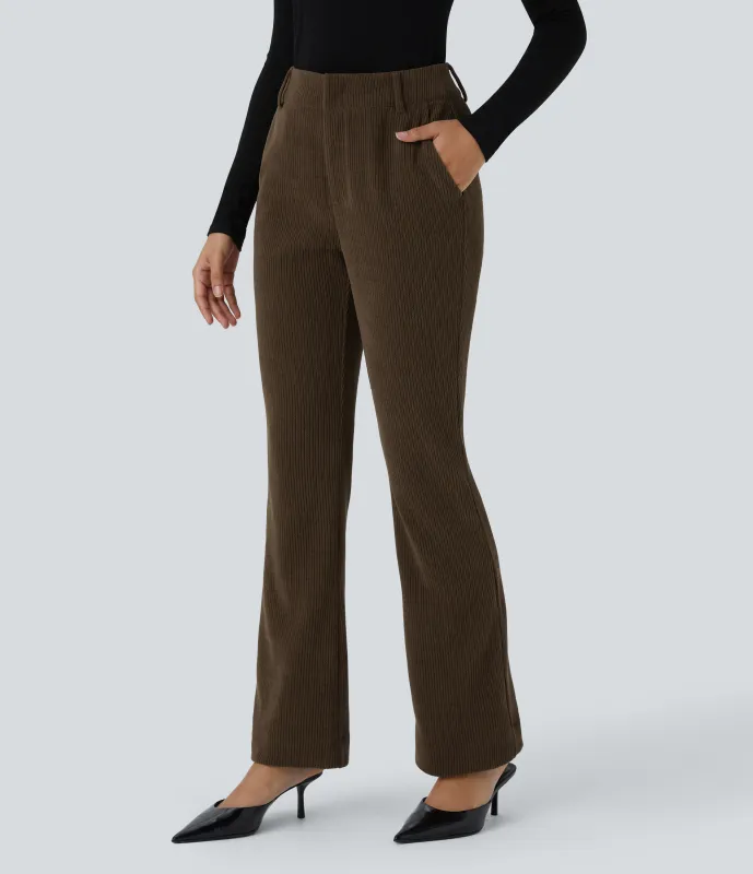 Halara Pantalón oficina chenilla bolsillo lateral tiro alto ligeramente acampanado - Slate Black - XL(regular) sold by Halara