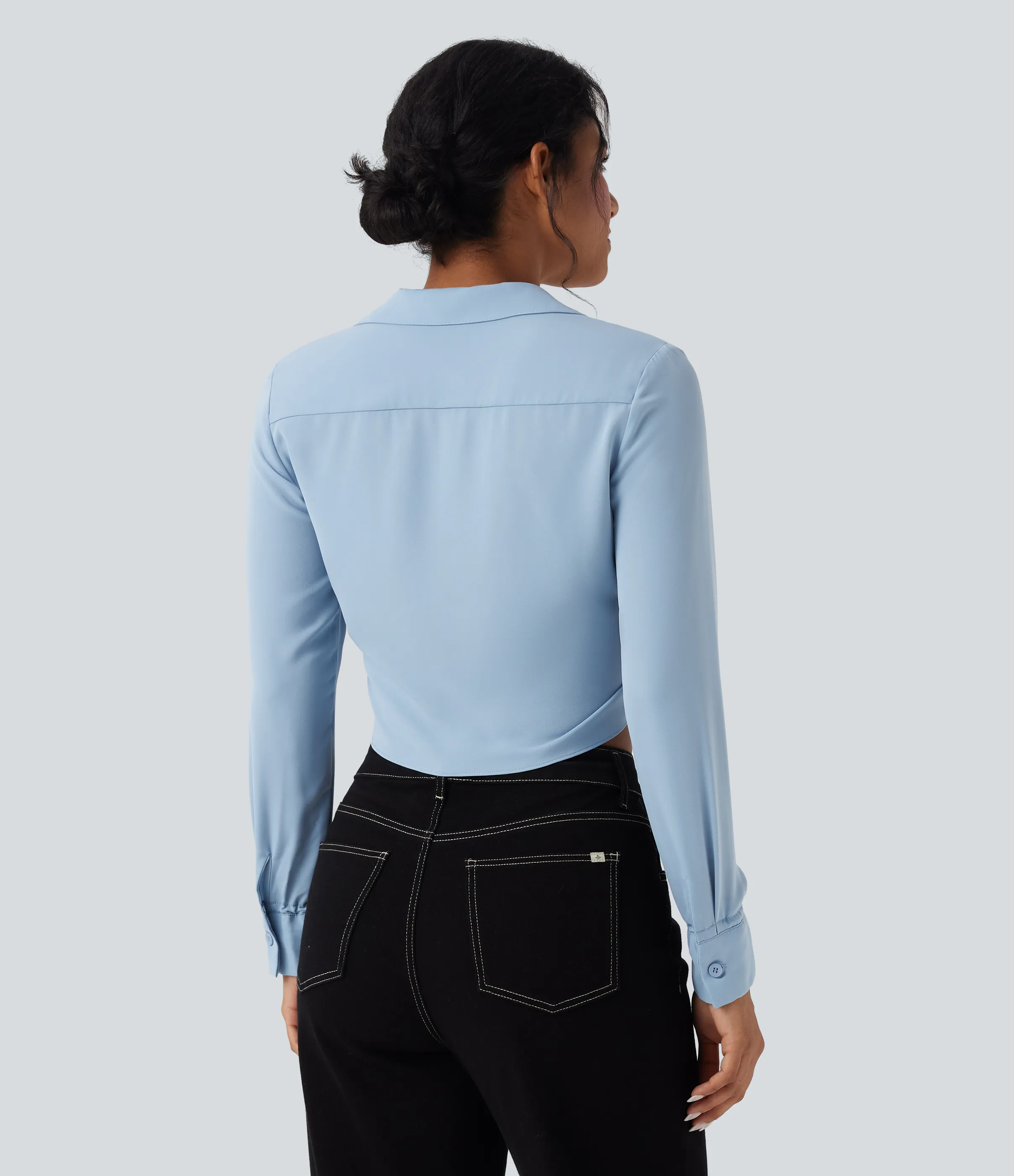 Halara Blusa casual corta de manga larga con lazo delantero - Skyride - XL sold by Halara product image thumbnail 3
