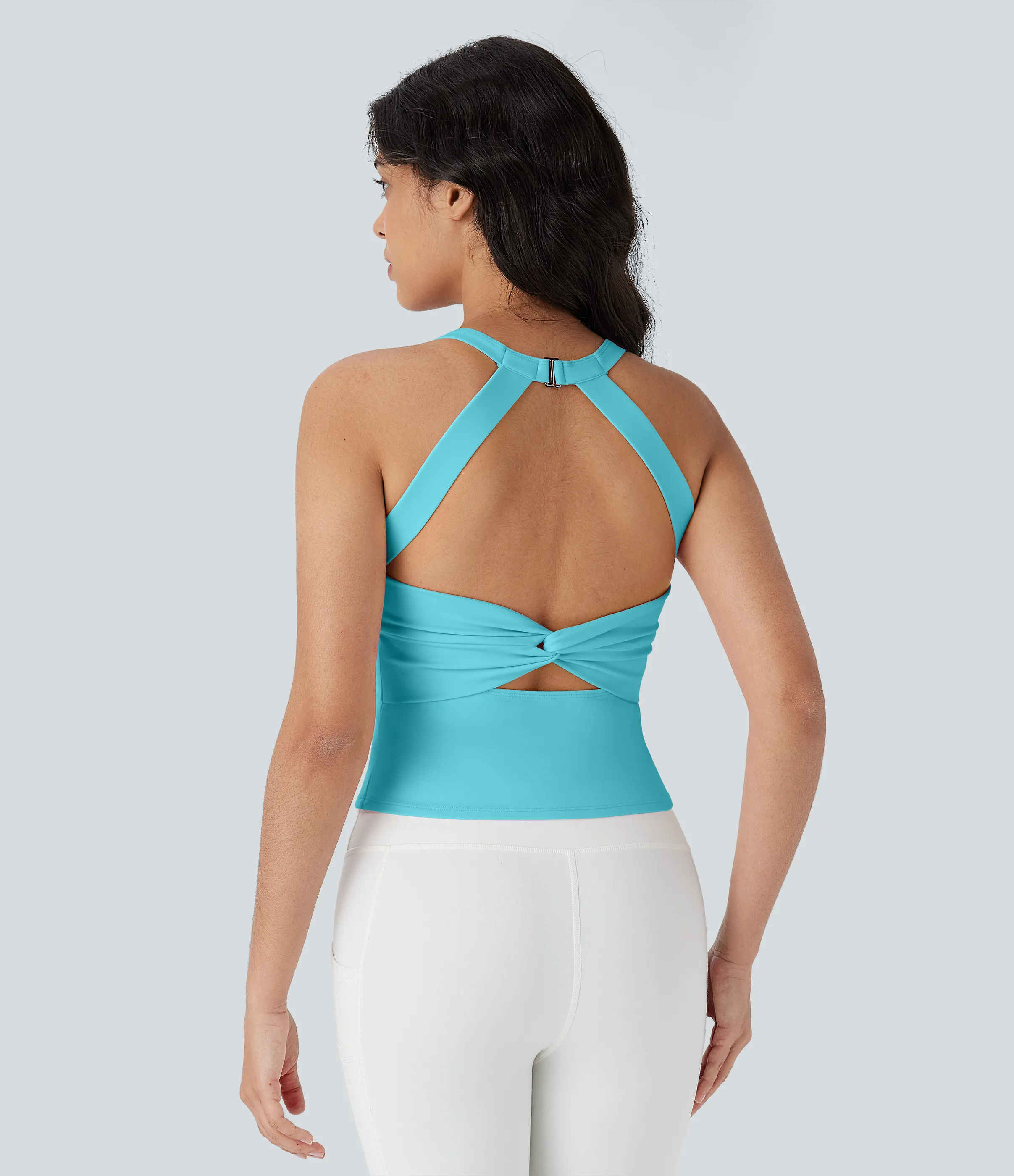 Halara Top de yoga SoftlyZero™ Plush afelpado con abertura en copas D-F - Baroque Blue - S sold by Halara