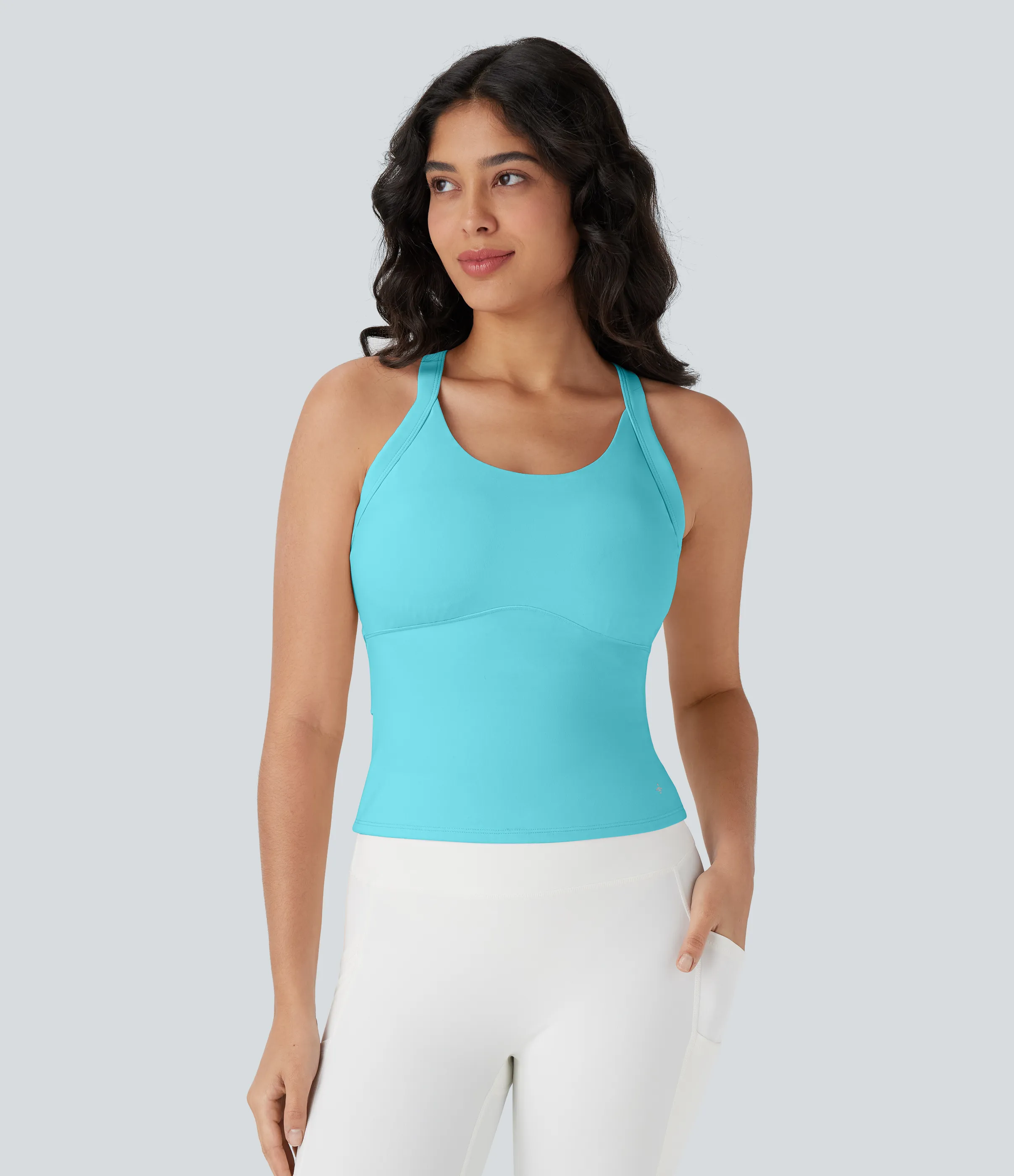 Halara Top de yoga SoftlyZero™ Plush afelpado con abertura en copas D-F - Baroque Blue - XS sold by Halara product image thumbnail 3