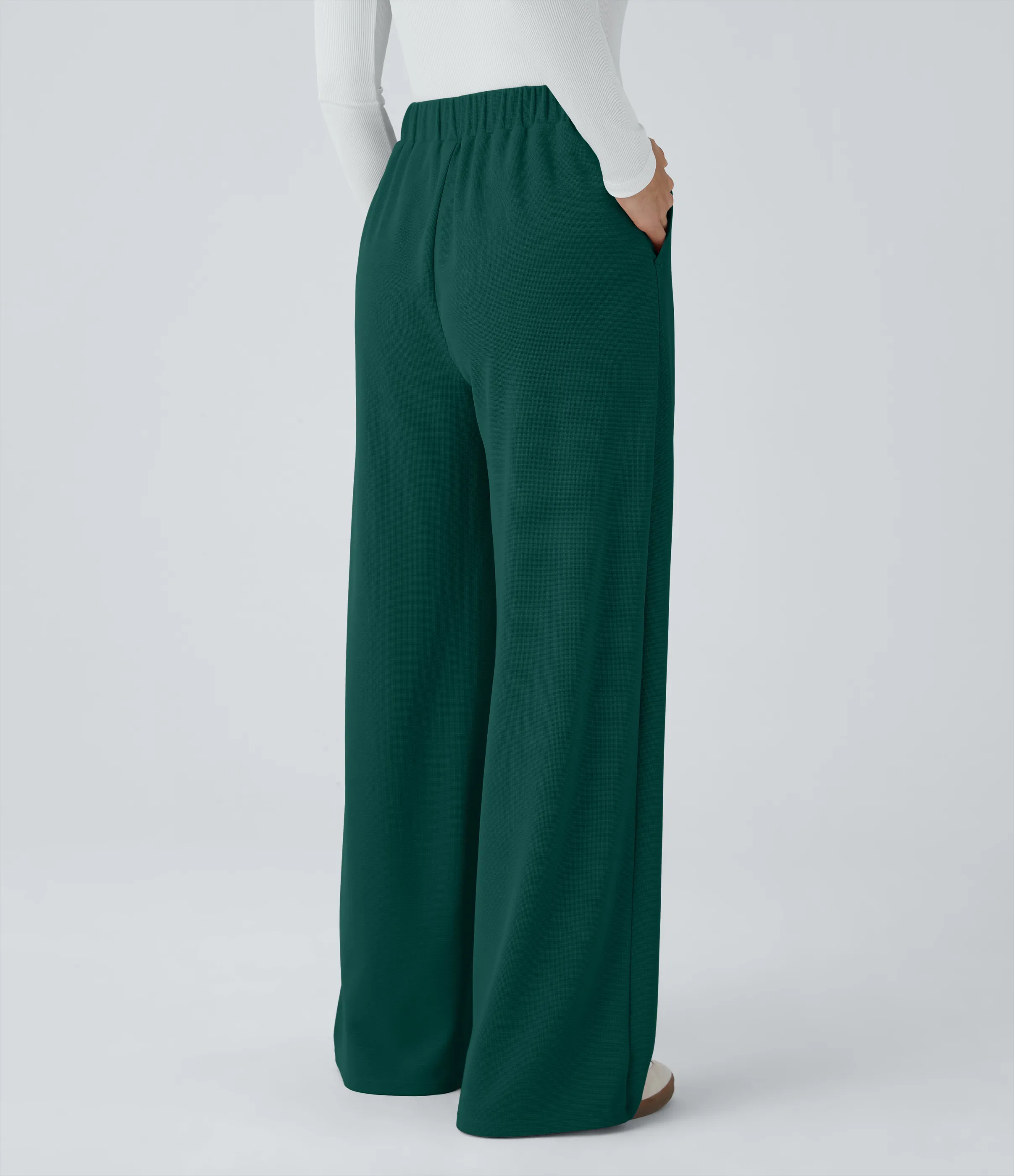 Halara Pantalón tiro alto botón bolsillo lateral plisado pierna ancha - Forest Biome - XL(regular) sold by Halara product image thumbnail 3