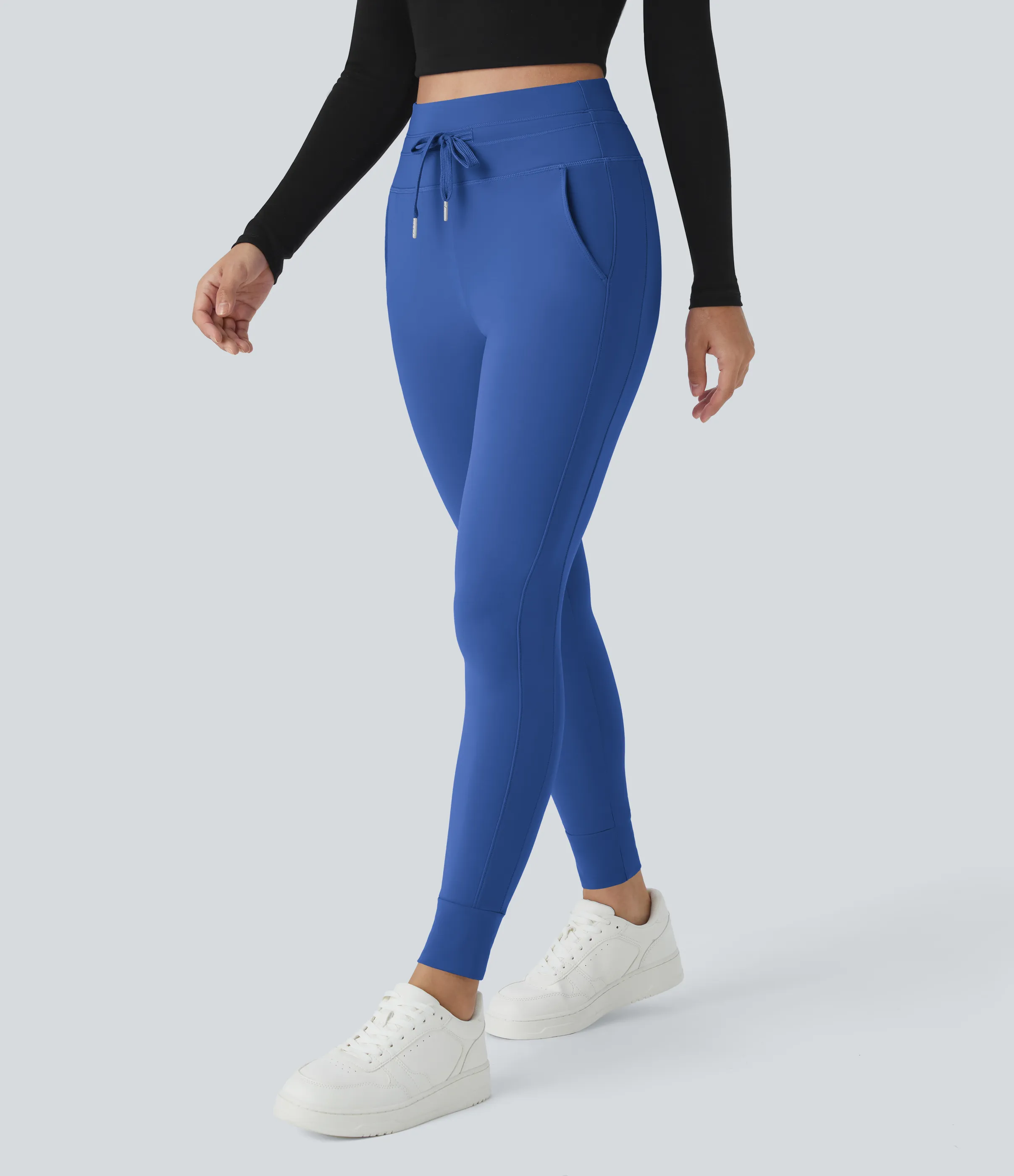 Halara Joggers Softlyzero™ Plush liso largo completo bolsillo lateral cordón tiro alto - Beaucoup Blue - S(petite) sold by Halara product image thumbnail 4