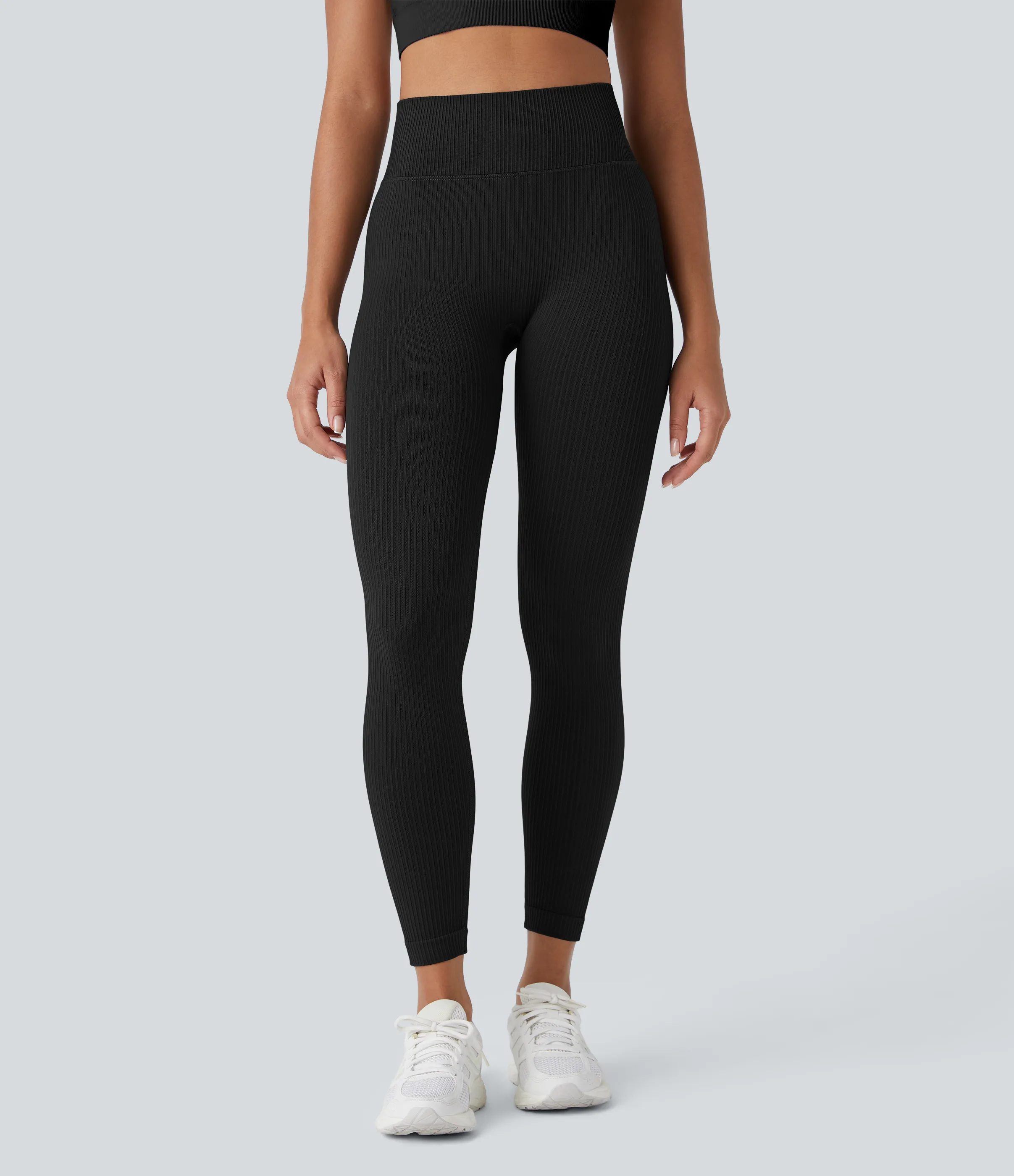 Halara Leggings yoga tiro alto control abdomen suave sin costura agradable piel 7/8 - Black - S(full_length) sold by Halara product image thumbnail 4