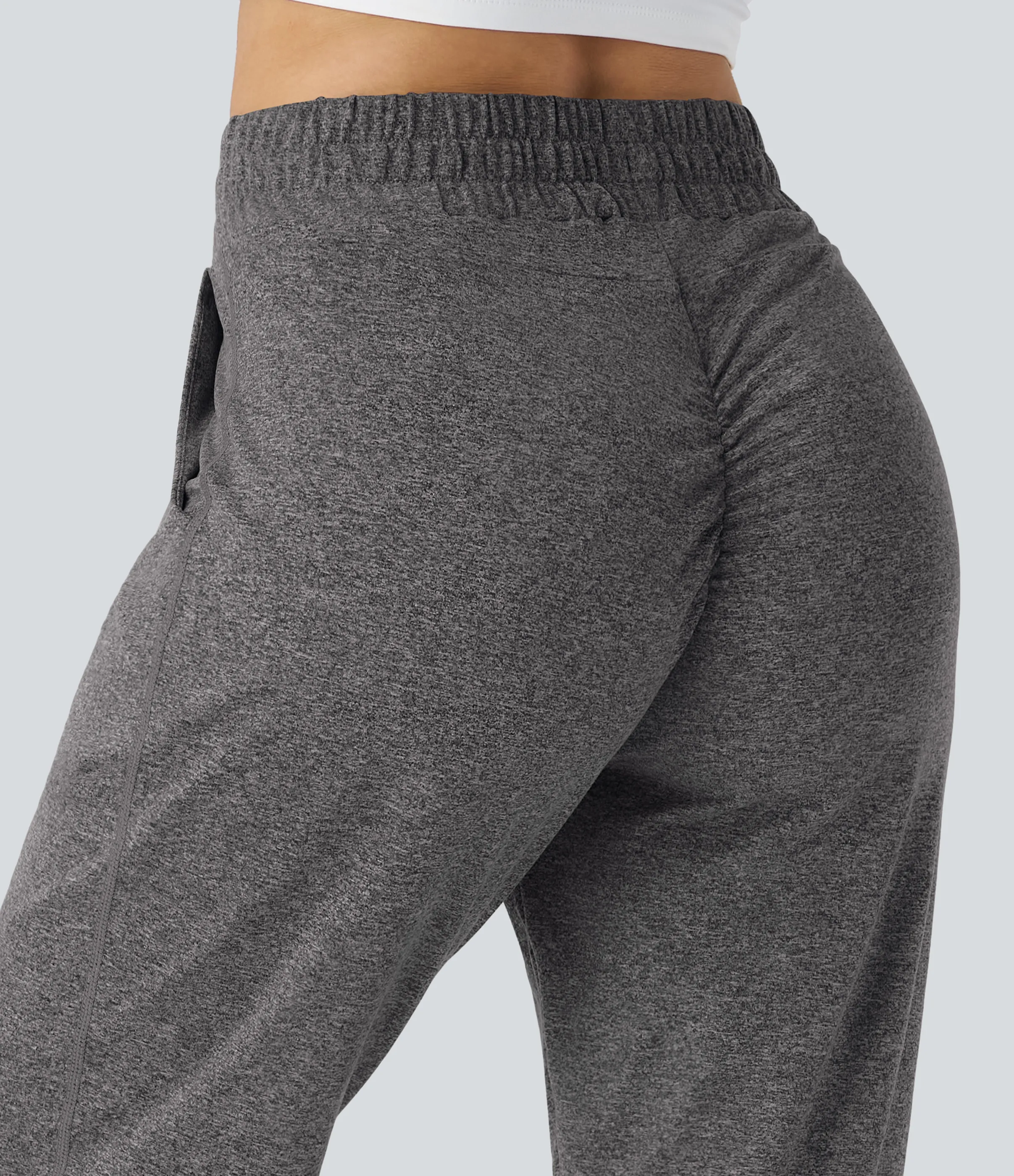 Halara Joggers yoga fruncido bolsillo lateral cordón tiro alto - Mottled Light Grey - S(petite) sold by Halara product image thumbnail 5