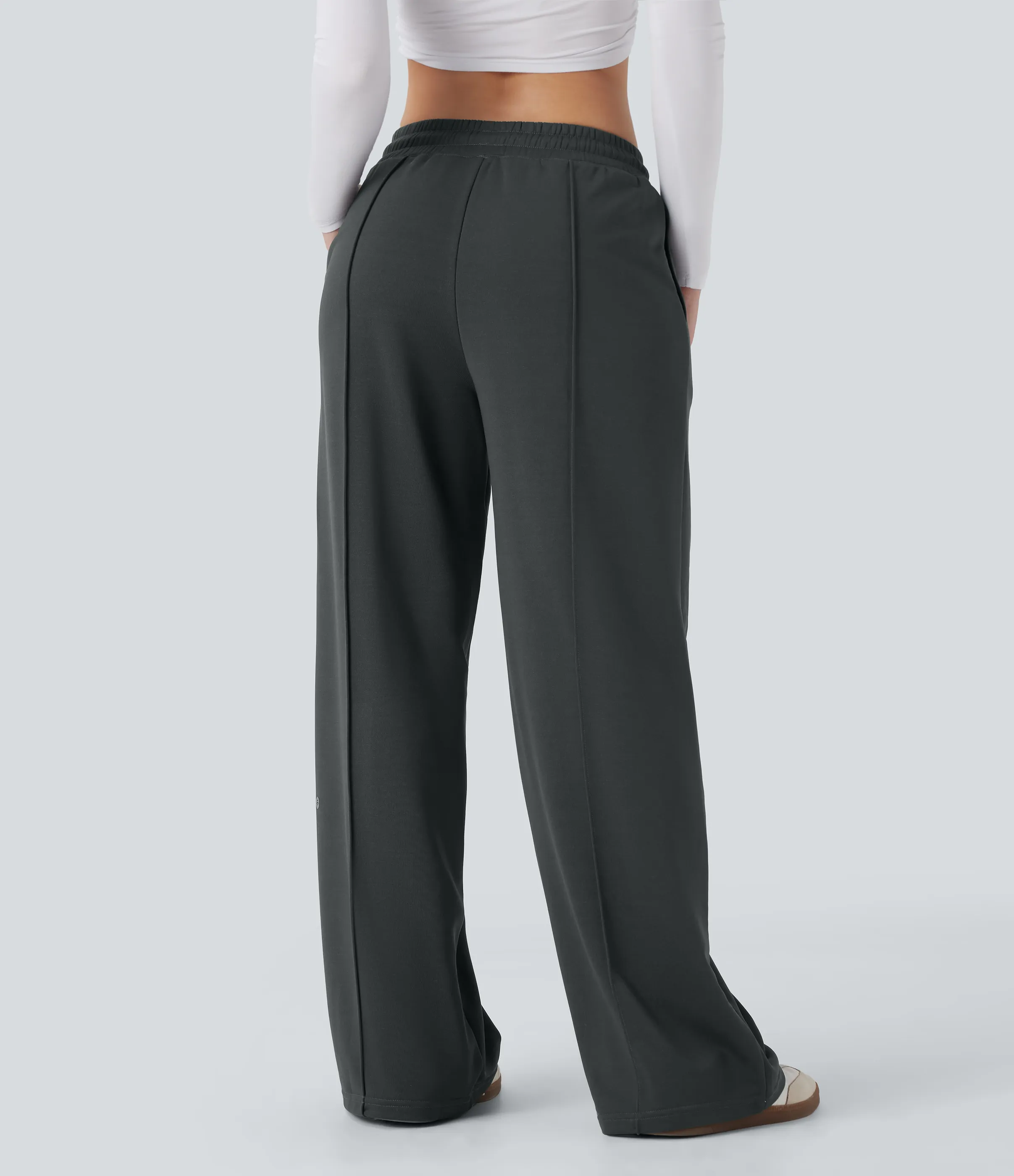 Halara Pantalones casuales anchos de tiro bajo con cordón y bolsillos laterales - Woodland Gray - XL(regular) sold by Halara product image thumbnail 3