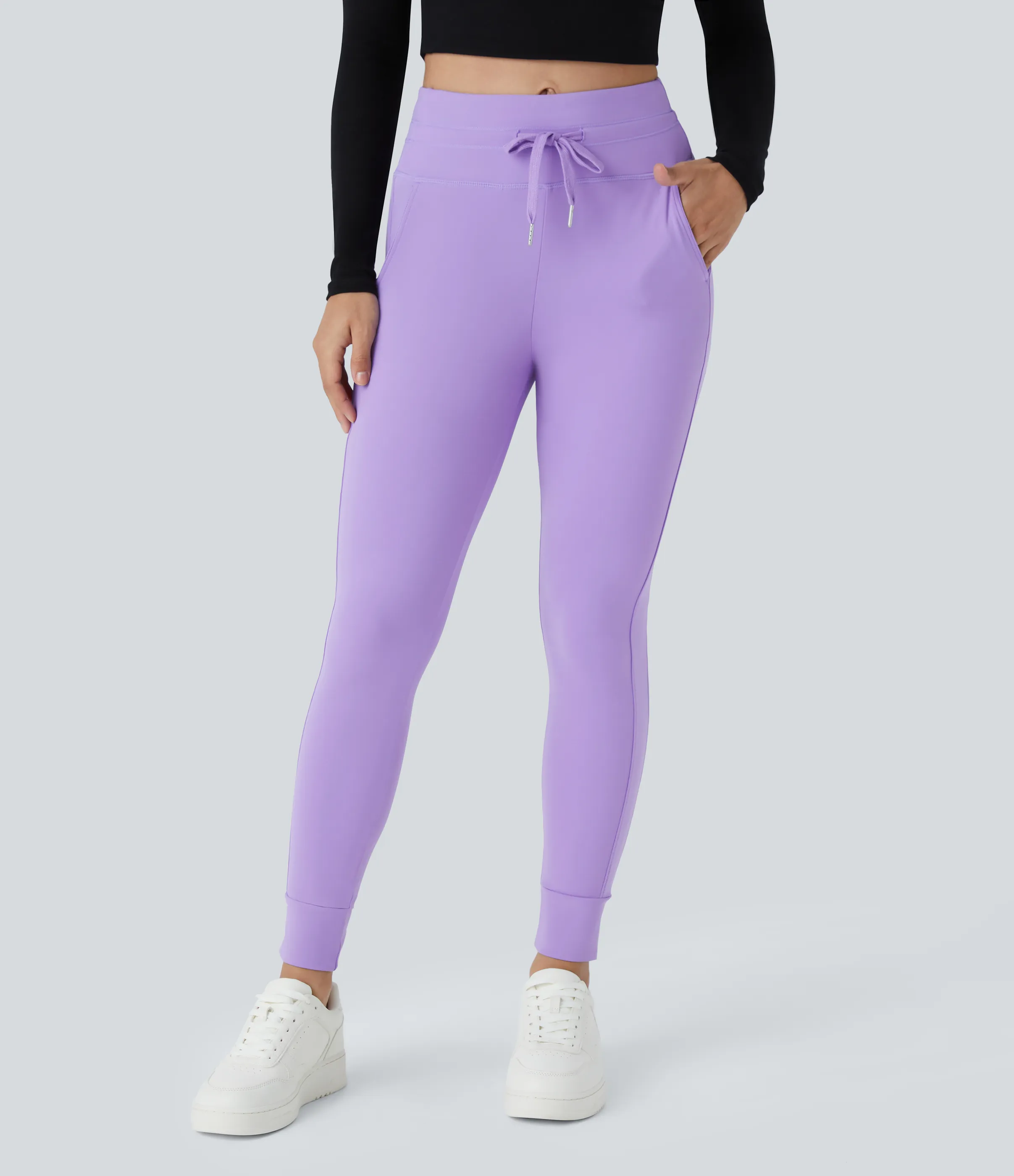 Halara Joggers Softlyzero™ Plush liso largo completo bolsillo lateral cordón tiro alto - Paisley Purple - M(petite) sold by Halara product image thumbnail 2