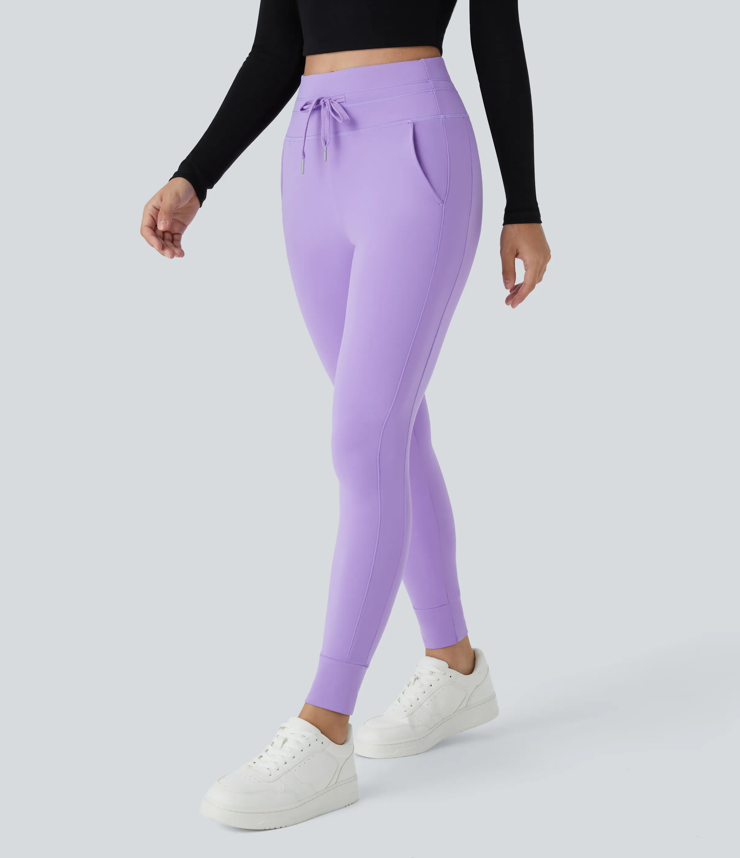 Halara Joggers Softlyzero™ Plush liso largo completo bolsillo lateral cordón tiro alto - Paisley Purple - M(petite) sold by Halara product image thumbnail 4