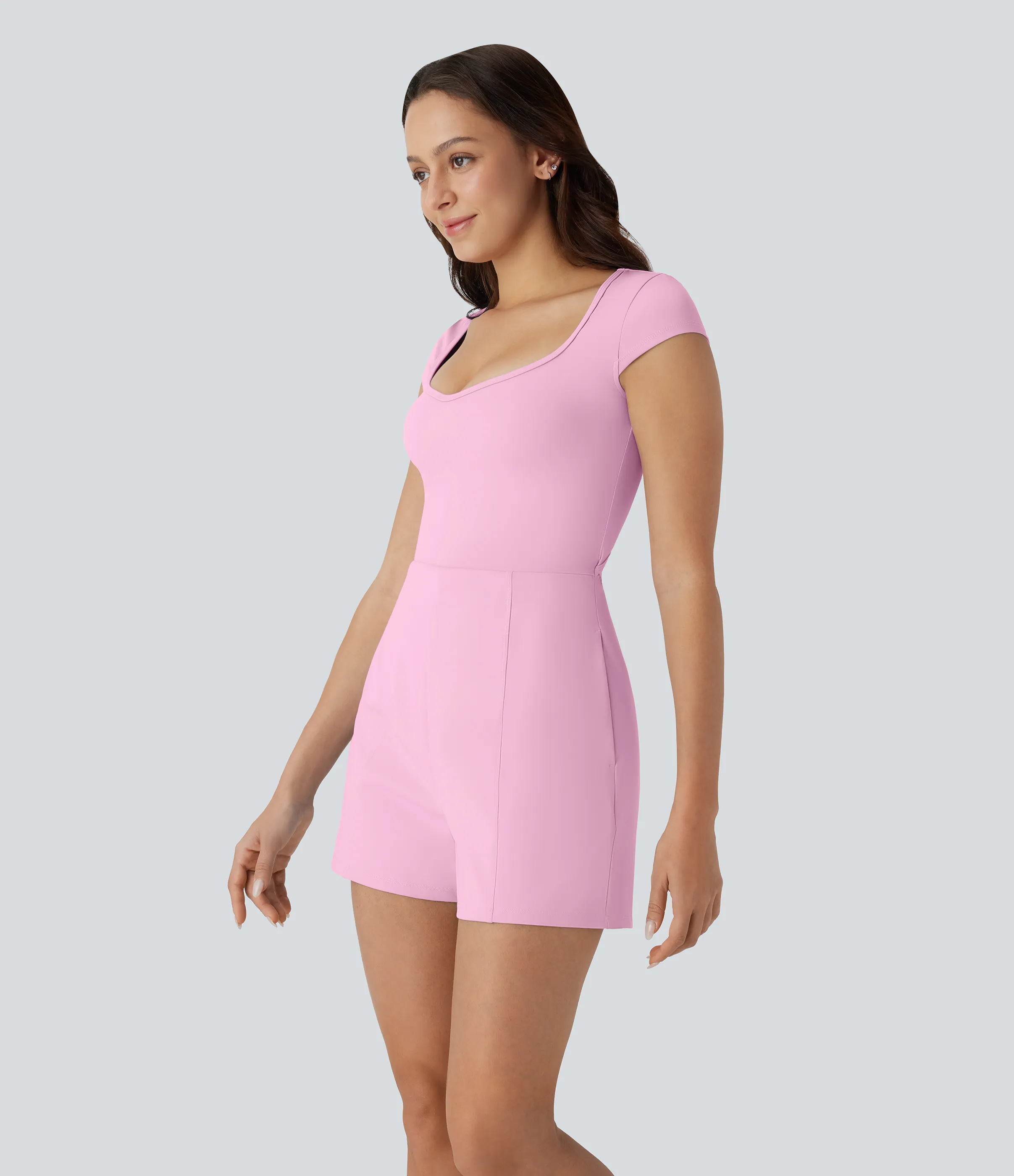 Halara Mono Softlyzero™ Airy yoga cuello U manga corta bolsillo lateral tacto fresco - Easy Peezy - Nosegay - L sold by Halara product image thumbnail 4