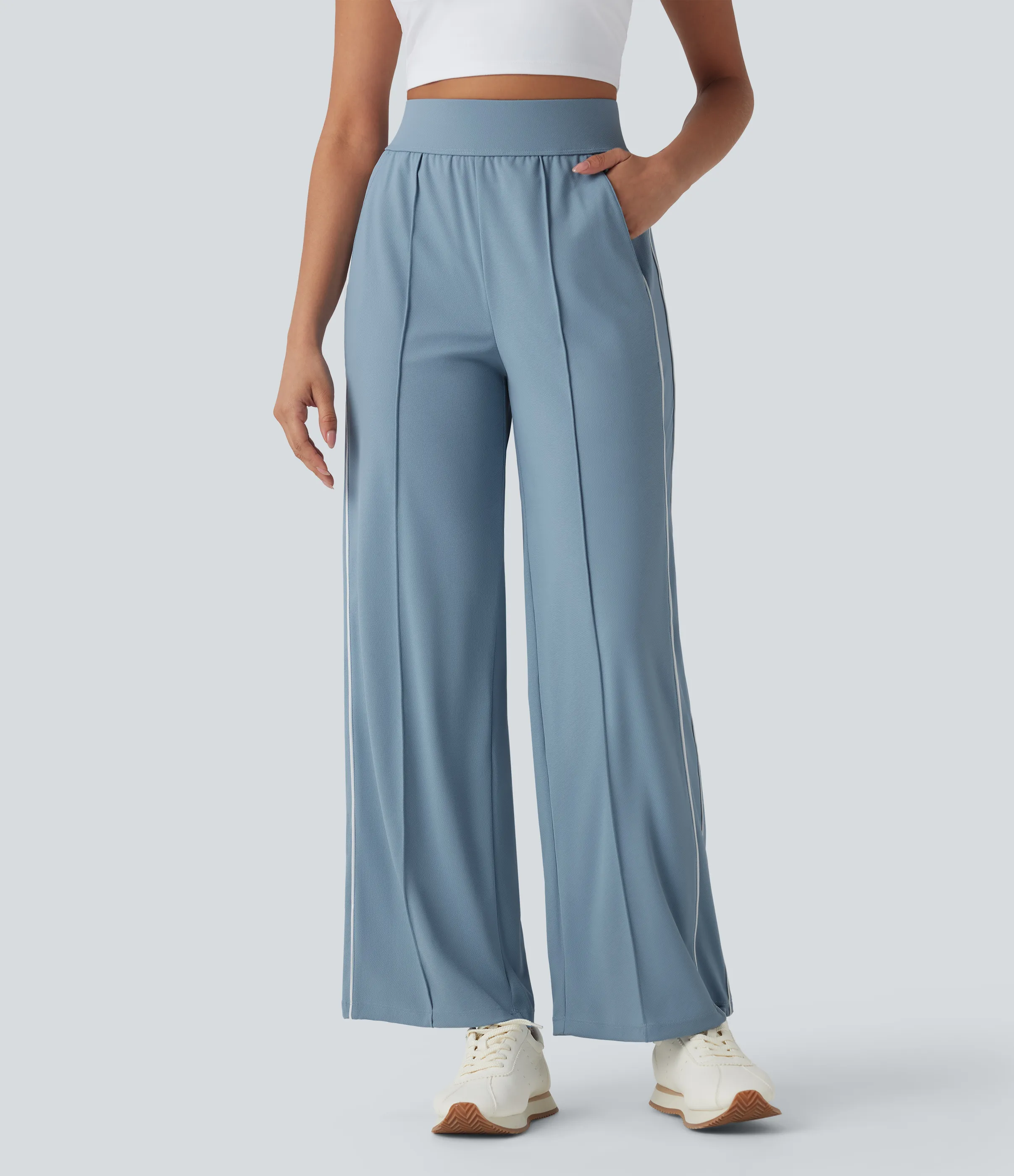 Halara Pantalones de entrenamiento rectos de tiro alto y secado rápido con bolsillos - UPF 40+ - Mountain Spring - L(regular) sold by Halara