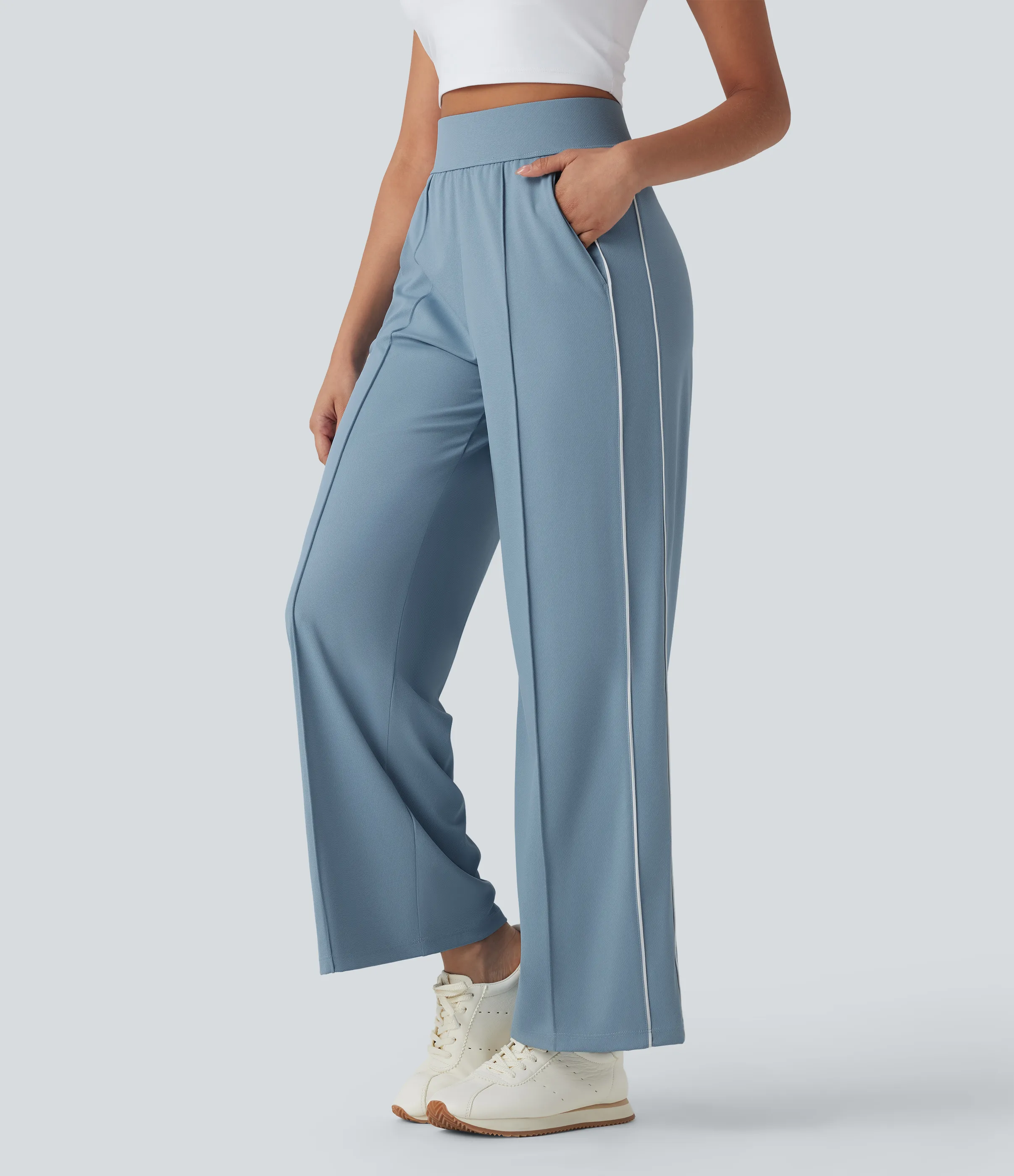 Halara Pantalones de entrenamiento rectos de tiro alto y secado rápido con bolsillos - UPF 40+ - Mountain Spring - L(regular) sold by Halara product image thumbnail 4