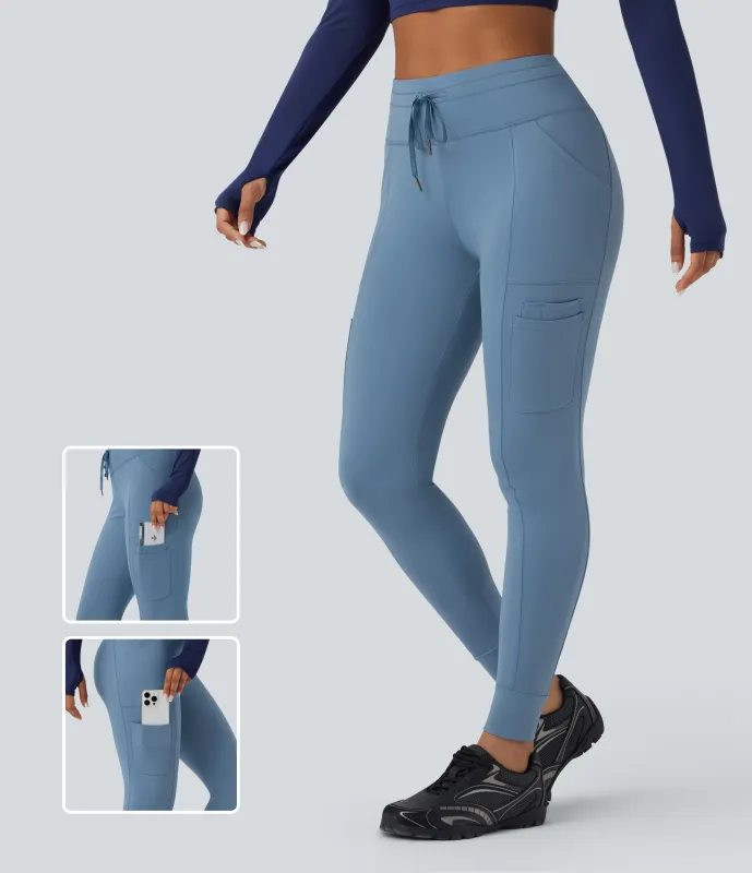 Halara Pantalones deportivos de senderismo SoftlyZero™ de terciopelo con tiro alto, cordón y bolsillos - Grey Blue - XL(regular) sold by Halara