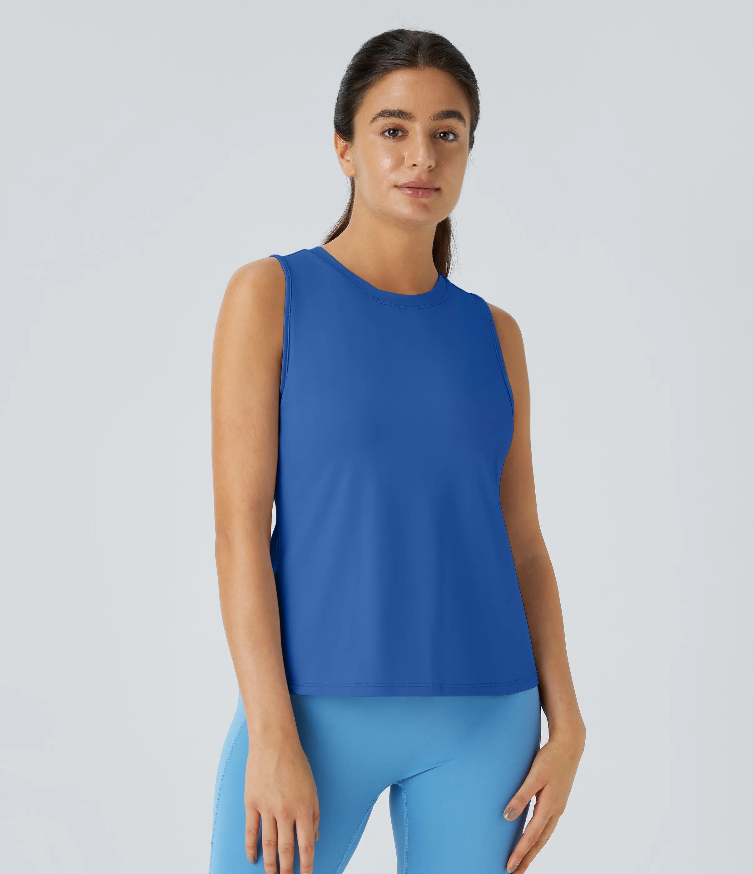 Halara Camiseta sin mangas yoga unicolor dobladillo cruzado abertura - Nebulas Blue - XL sold by Halara product image thumbnail 3