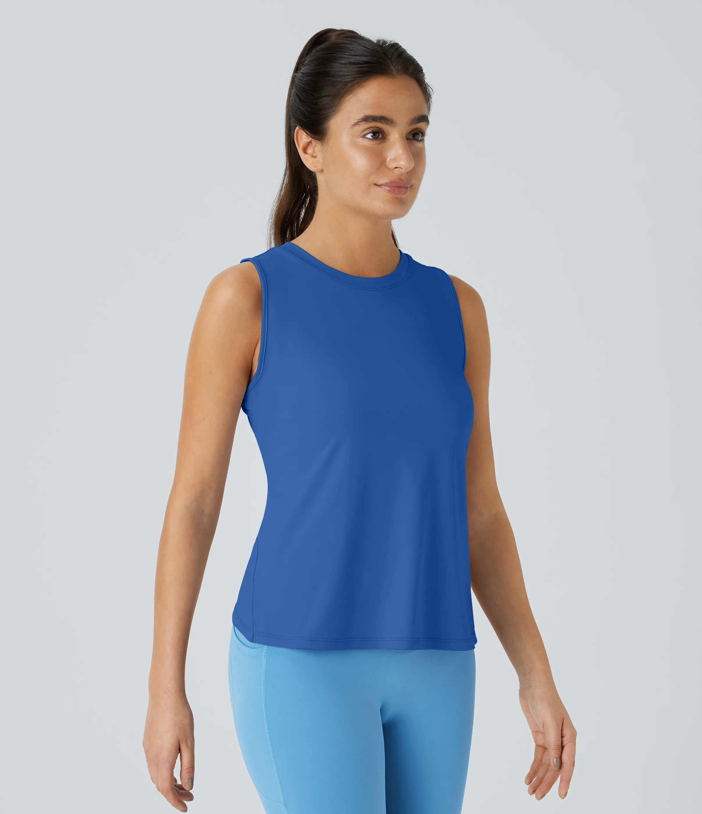 Halara Camiseta sin mangas yoga unicolor dobladillo cruzado abertura - Nebulas Blue - XL sold by Halara product image thumbnail 4