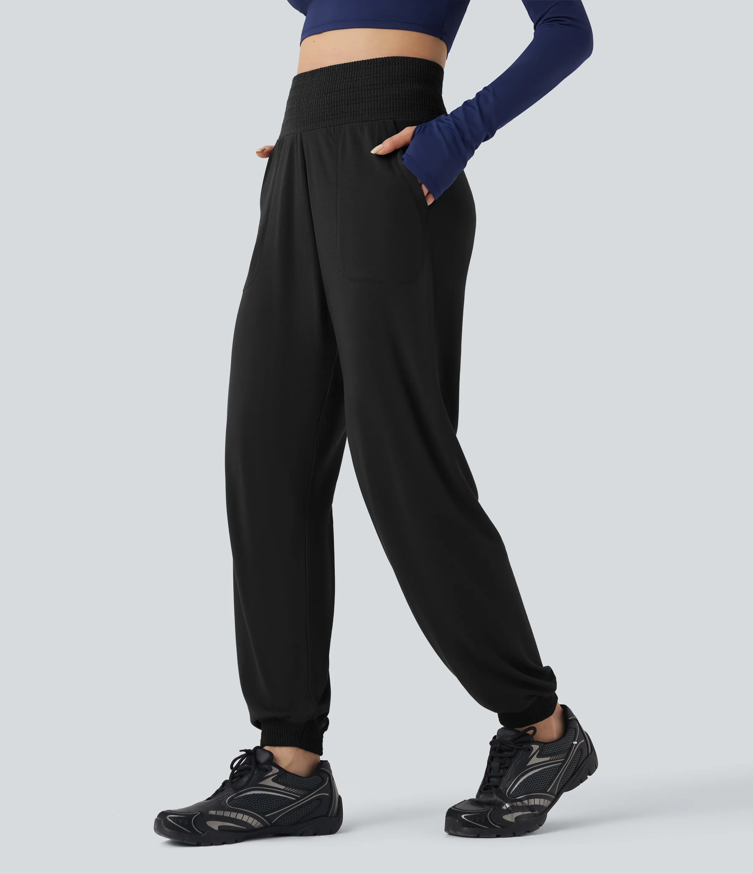 Halara Joggers deportivos de tiro alto sin costurasa con bolsillos - Black - XL(regular) sold by Halara product image thumbnail 2