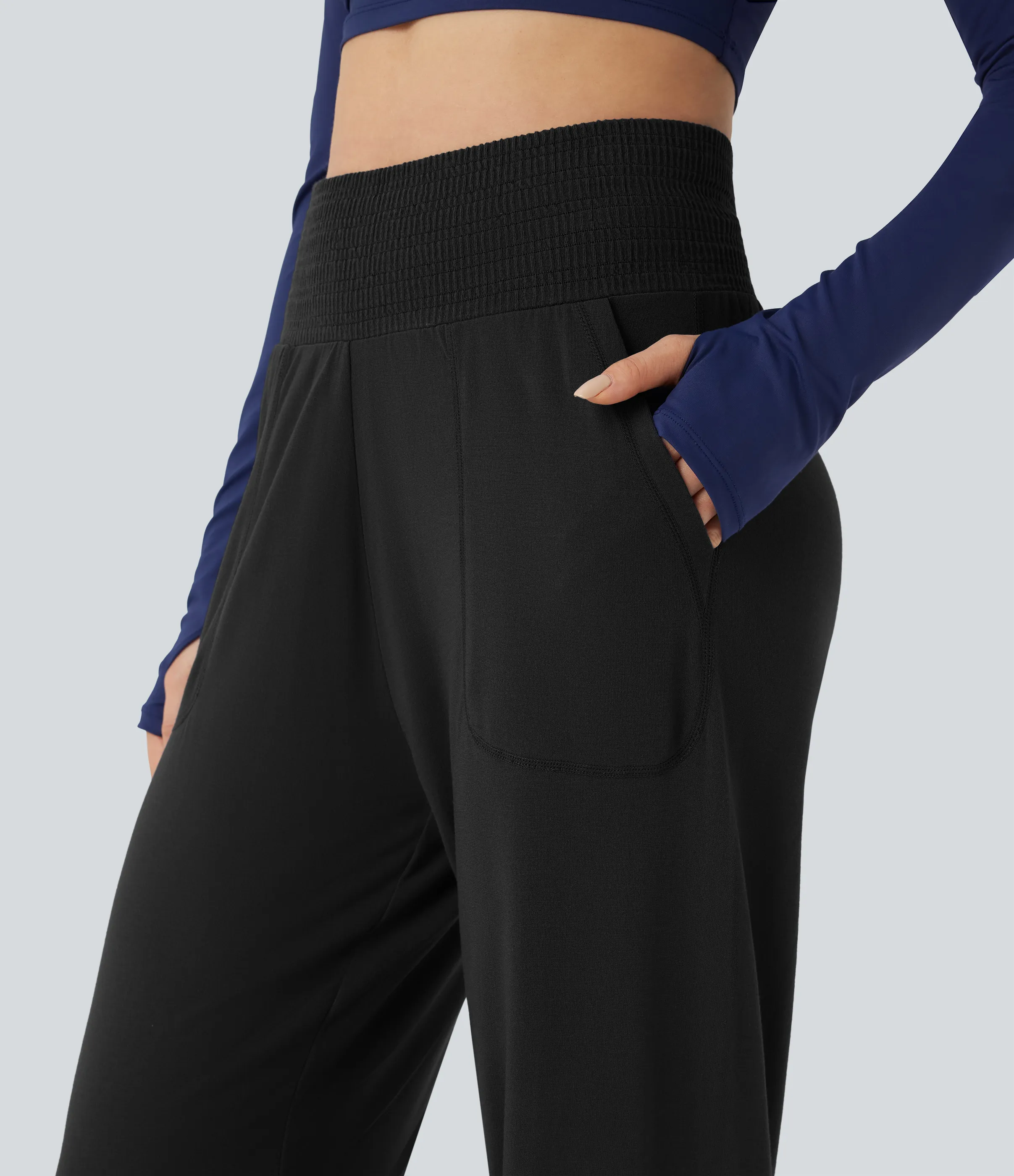 Halara Joggers deportivos de tiro alto sin costurasa con bolsillos - Black - XL(regular) sold by Halara product image thumbnail 5