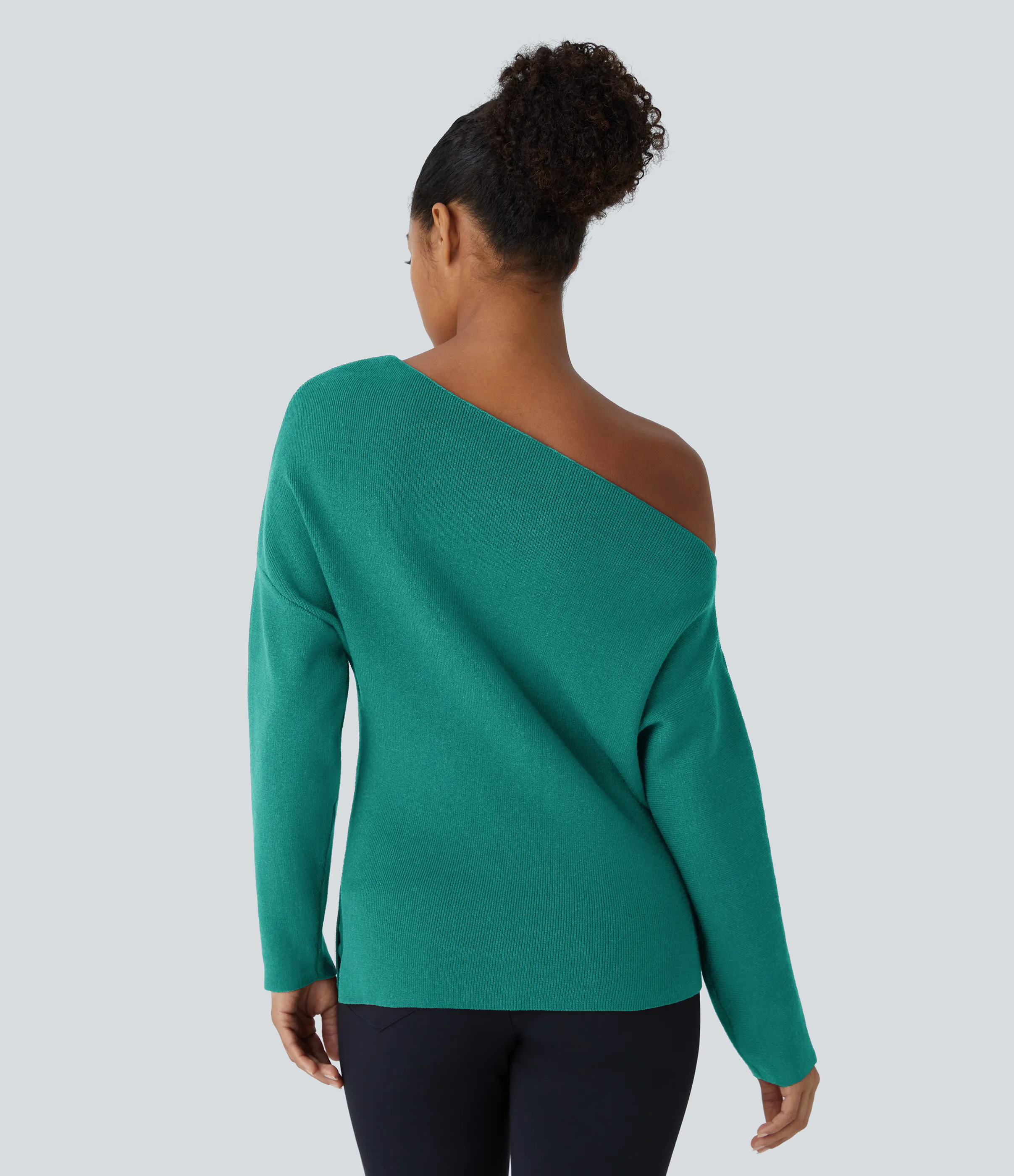 Halara Suéter oficina dividido manga larga sin hombro - Porcelain Green - XS sold by Halara product image thumbnail 3