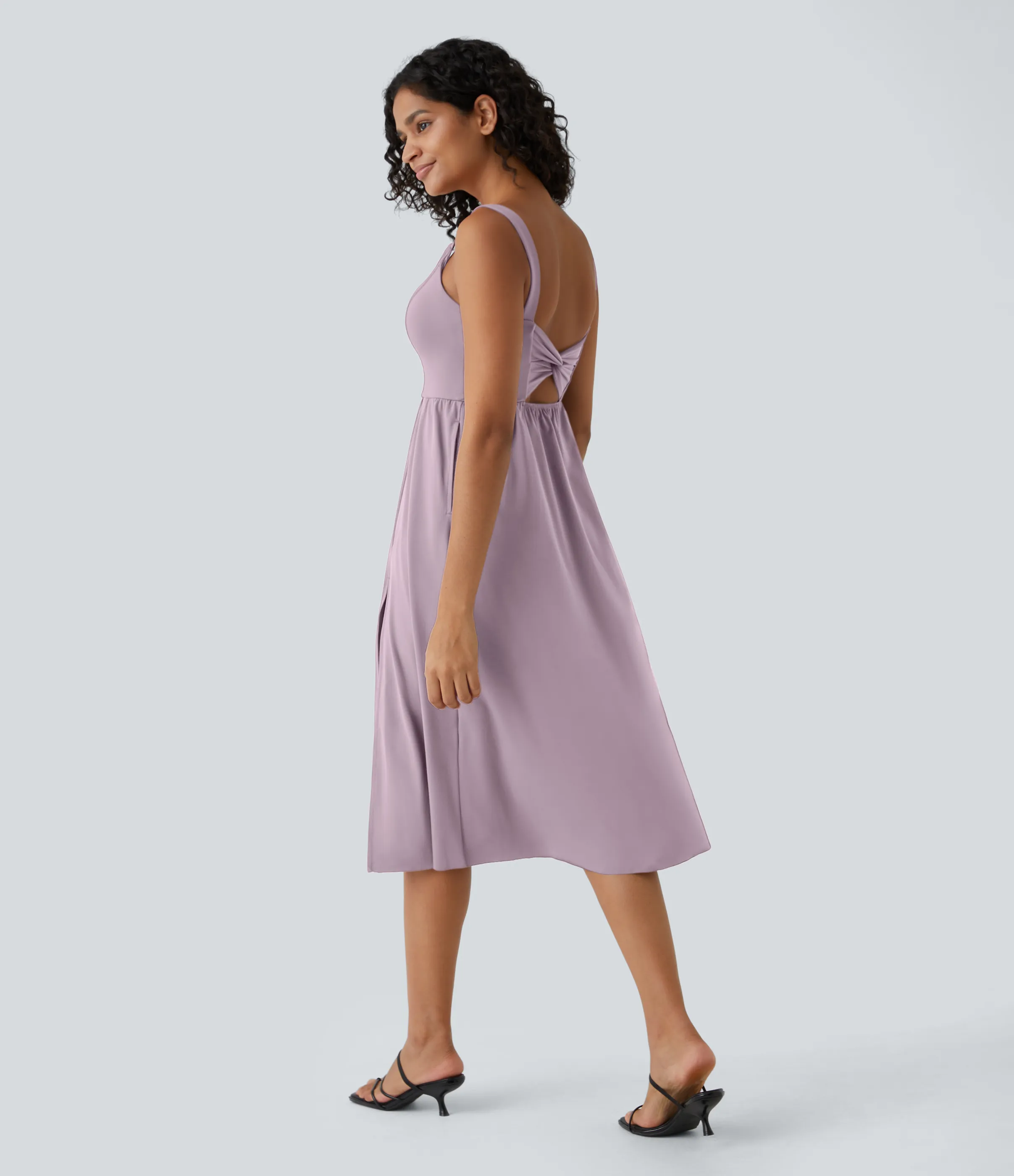 Halara Vestido casual midi con relleno en copas D-F - Pink Purple - L sold by Halara product image thumbnail 3