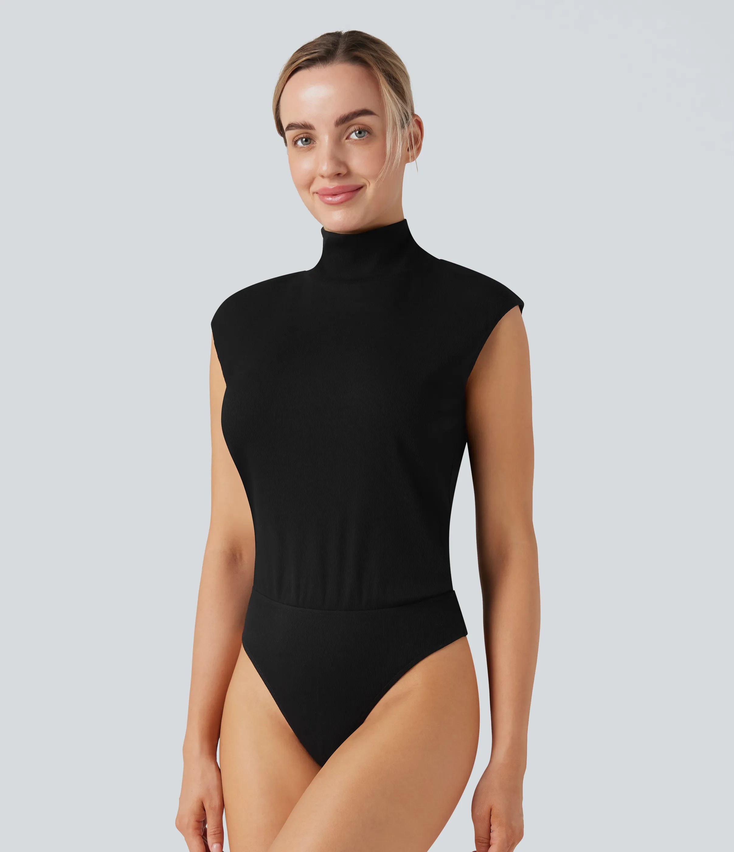 Halara Body casual sin mangas con cuello alto y canalé - Black - L sold by Halara product image thumbnail 3