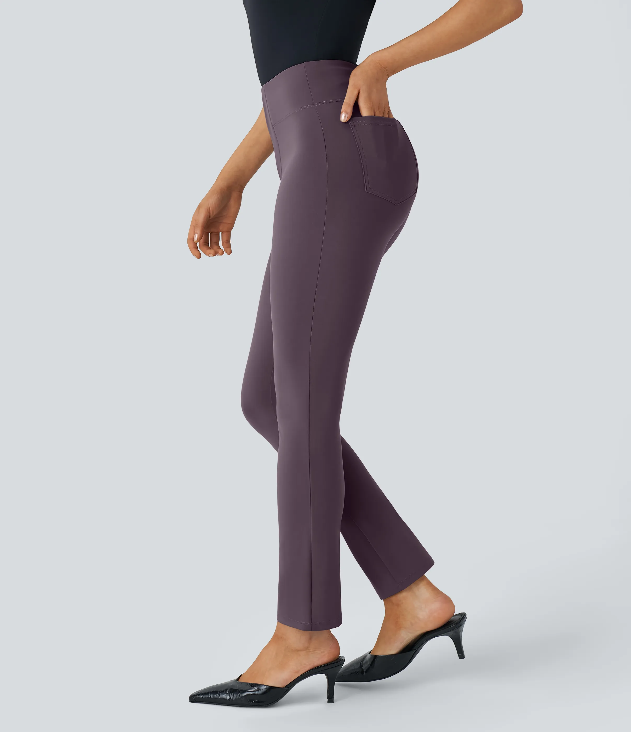 Halara Pantalón Halara Flex™ oficina ajustado tiro alto bolsillo lateral posterior - Night's Purple - XL(7/8) sold by Halara product image thumbnail 2