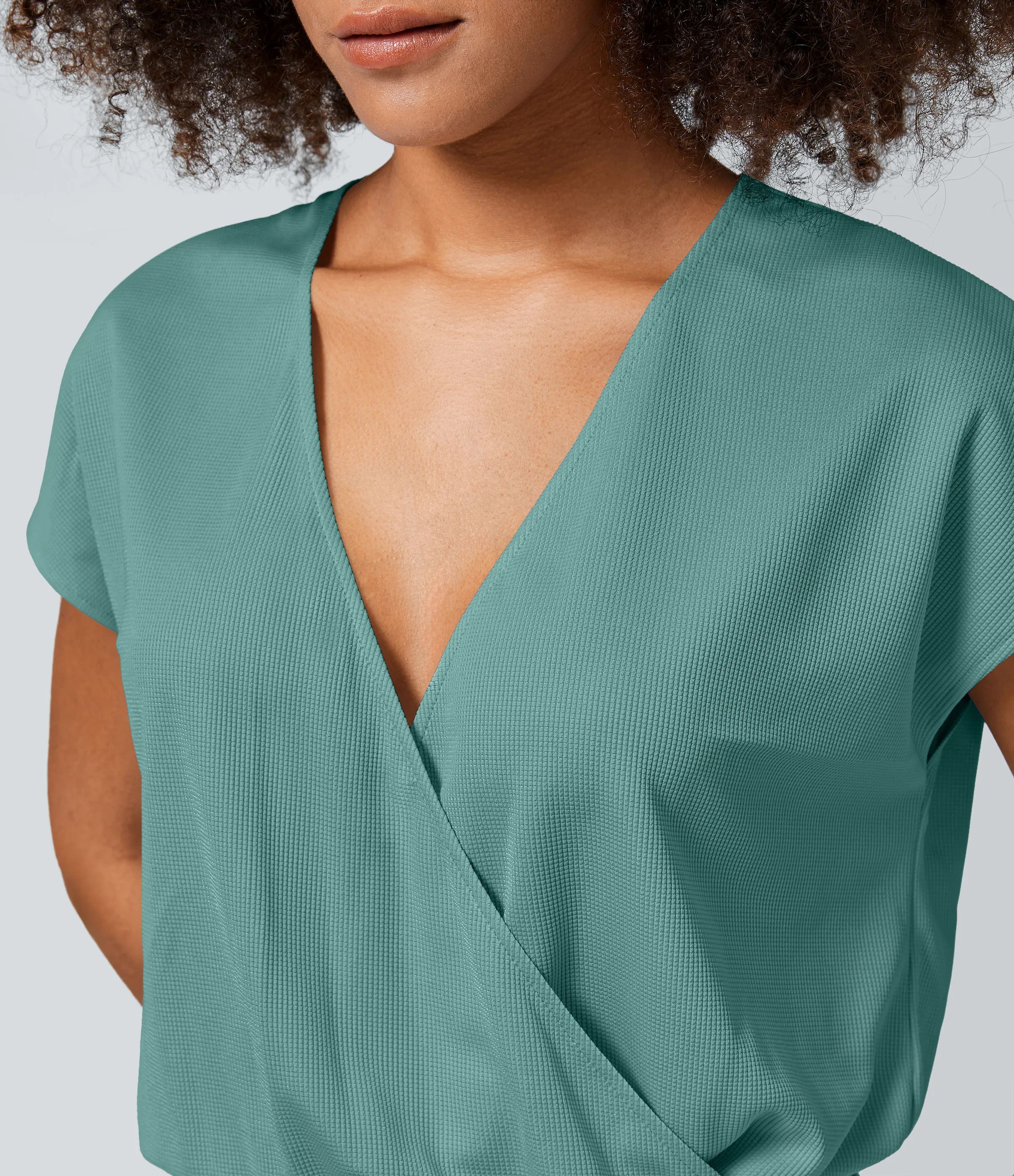 Halara Mono cuello V manga corta bolsillo lateral plisado pierna ancha - Canton - M(regular) sold by Halara product image thumbnail 5