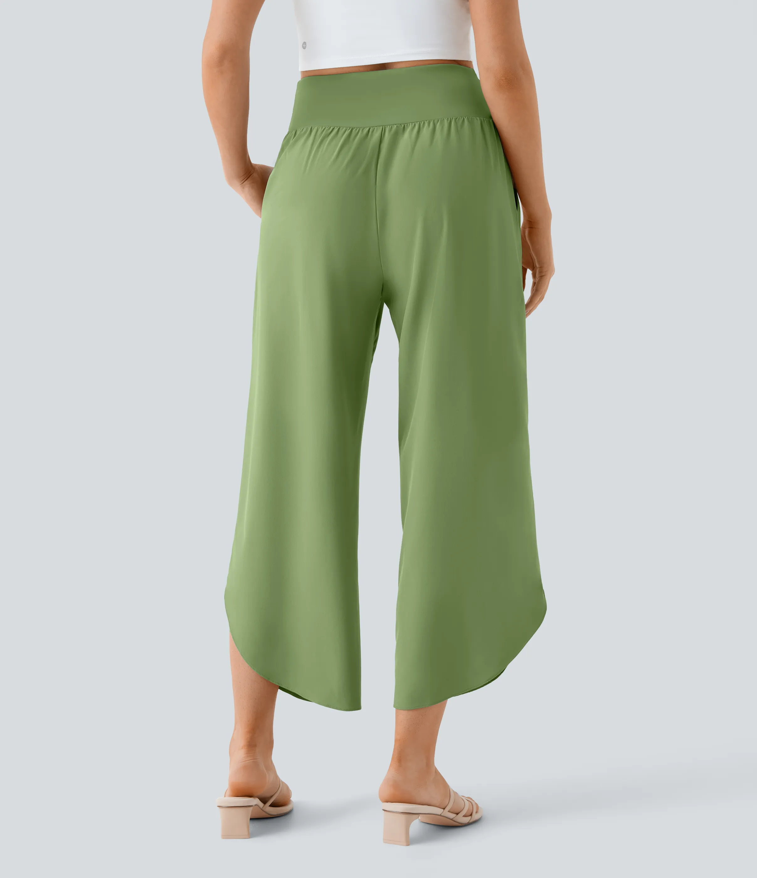 Halara Pantalón Breezeful™ Resort secado rápido abertura bolsillo lateral plisado cruzado tiro alto - Hot Wasabi - Green - XS(petite) sold by Halara product image thumbnail 3
