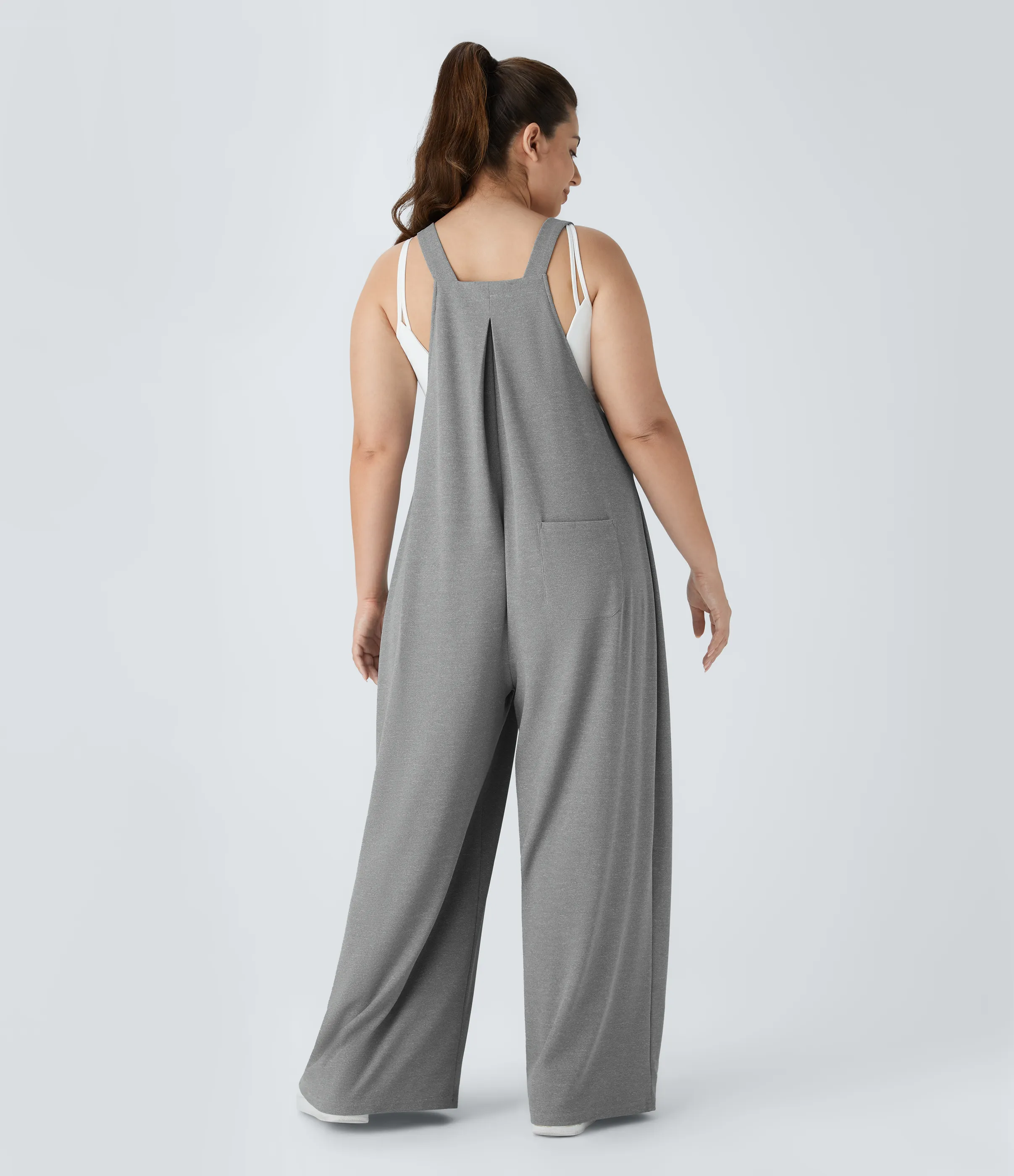 Halara Mono correa ajustable botón múltiple bolsillo plisado Gofre talla grande - Waffle Gray - 2X sold by Halara product image thumbnail 3