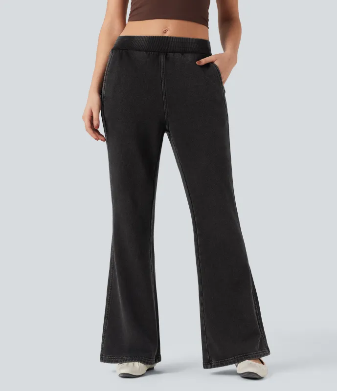 Halara Jeans casuales sport Halara Flex™ acampanados de tiro medio y afelpados con bolsillos - Phantom Denim - M(regular) sold by Halara