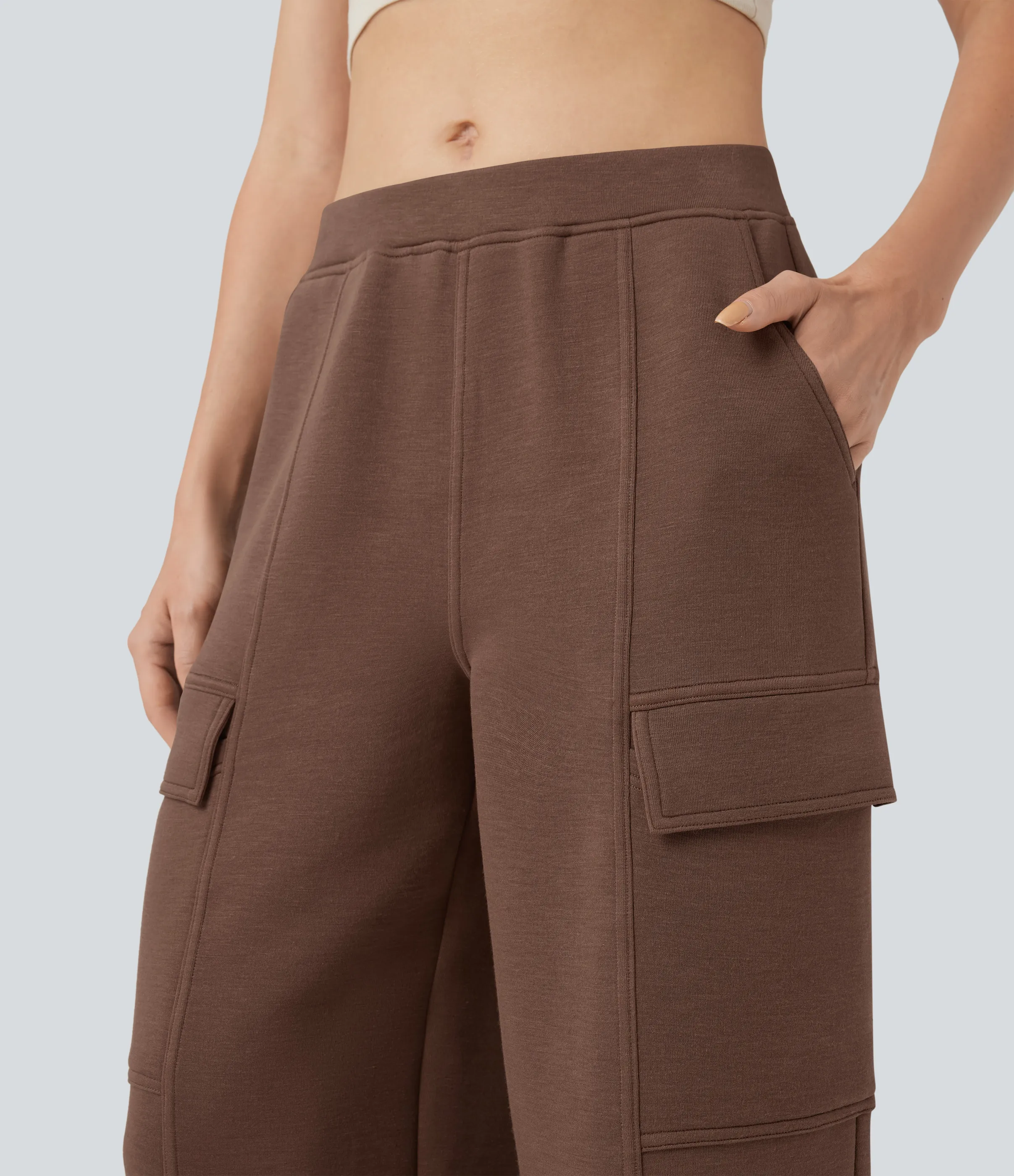 Halara Pantalones casuales de tiro medio y pierna recta con bolsillos - Cocoa Brown - XL(regular) sold by Halara product image thumbnail 5