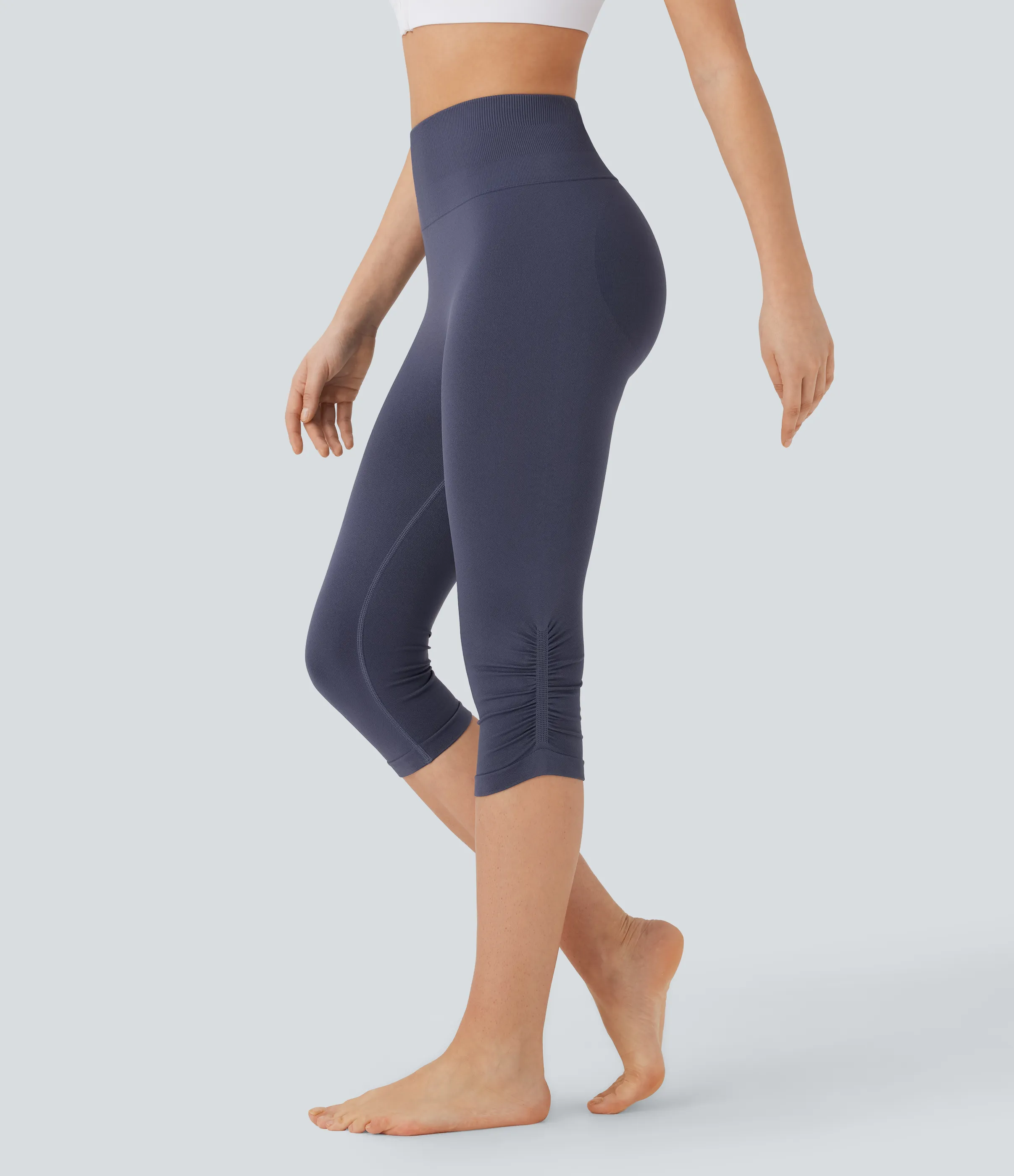 Halara Leggings de yoga capri de tiro alto sin costuras - Dawn Purple - S sold by Halara product image thumbnail 2