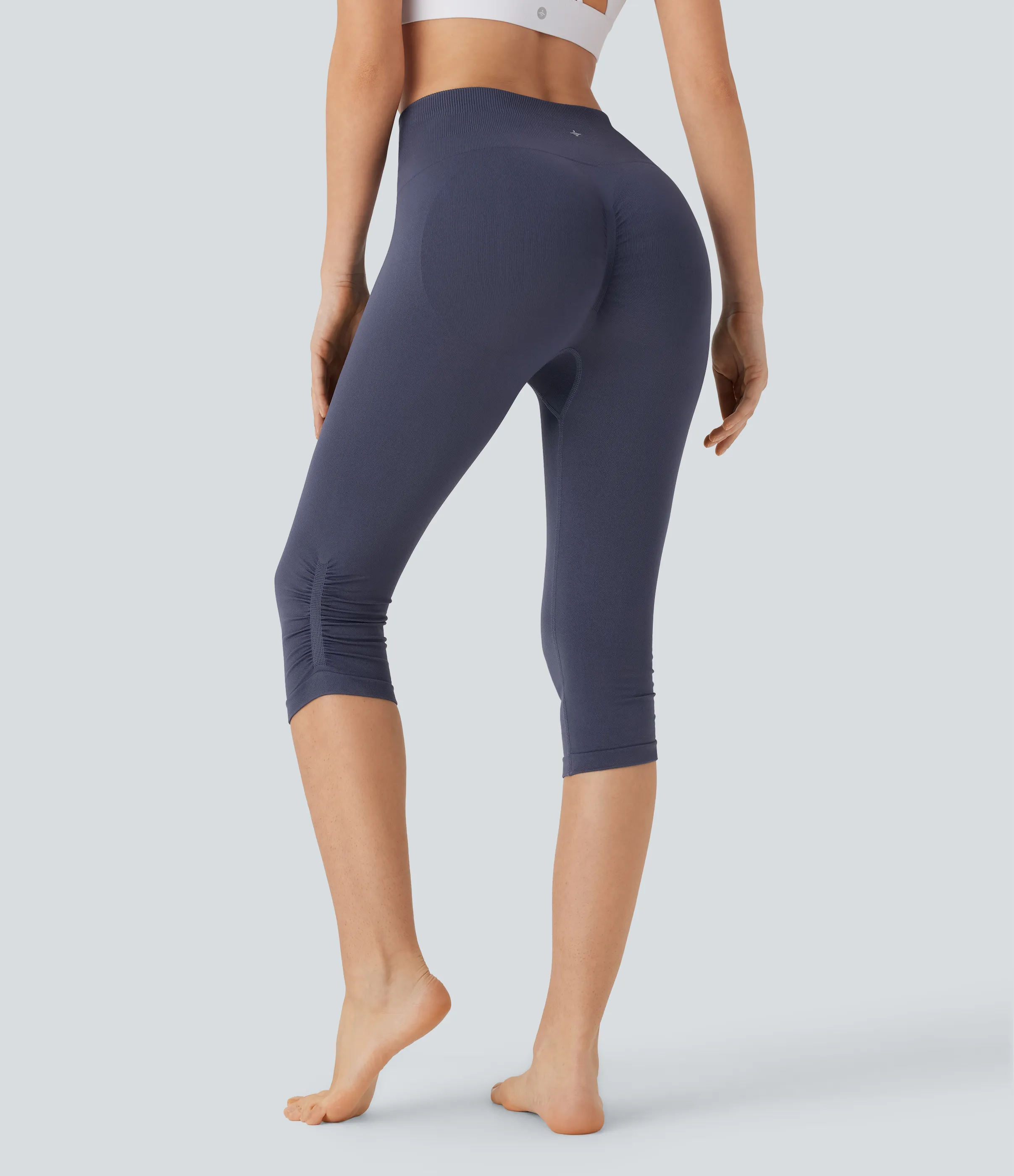 Halara Leggings de yoga capri de tiro alto sin costuras - Dawn Purple - S sold by Halara product image thumbnail 3