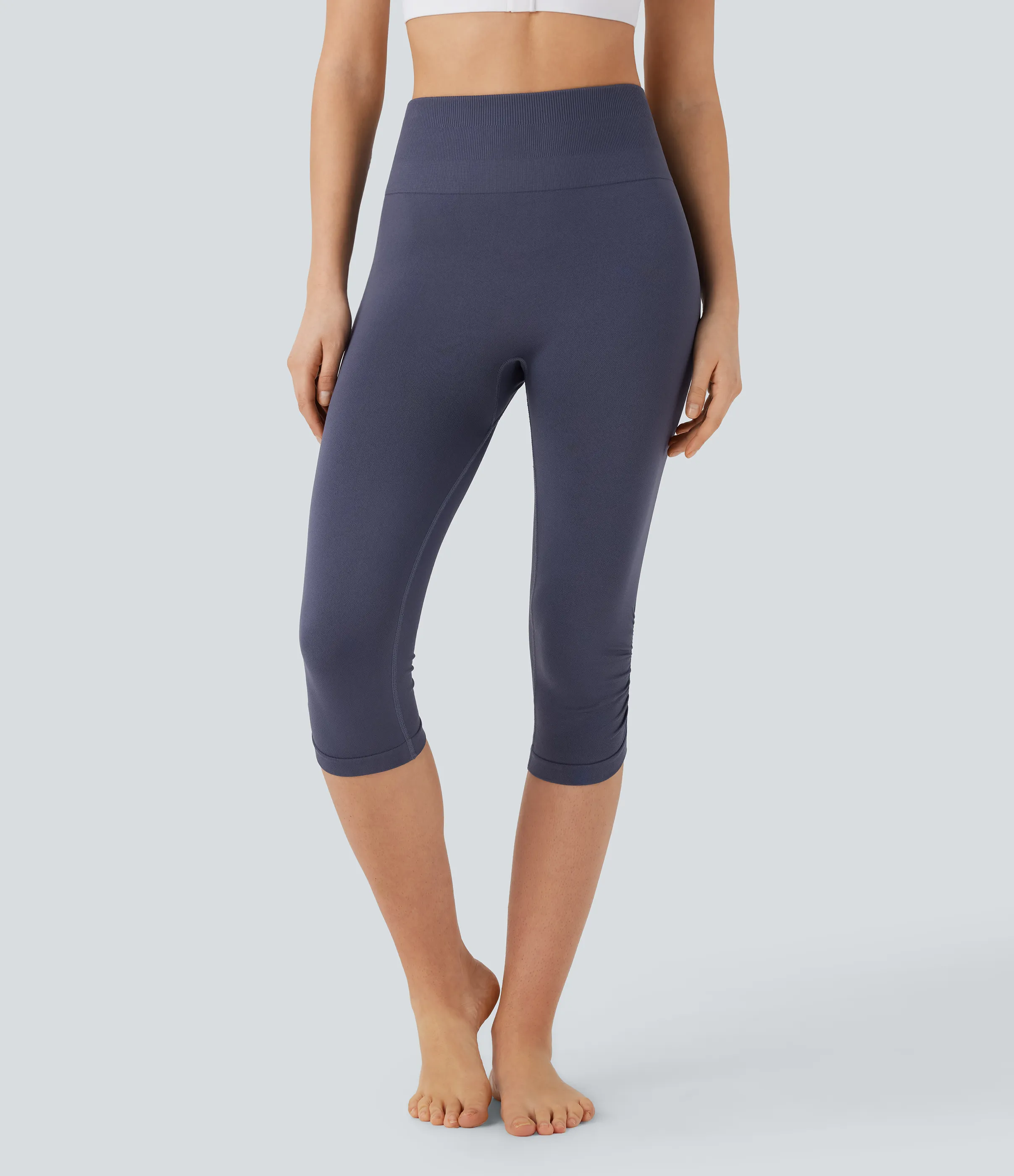Halara Leggings de yoga capri de tiro alto sin costuras - Dawn Purple - S sold by Halara product image thumbnail 4