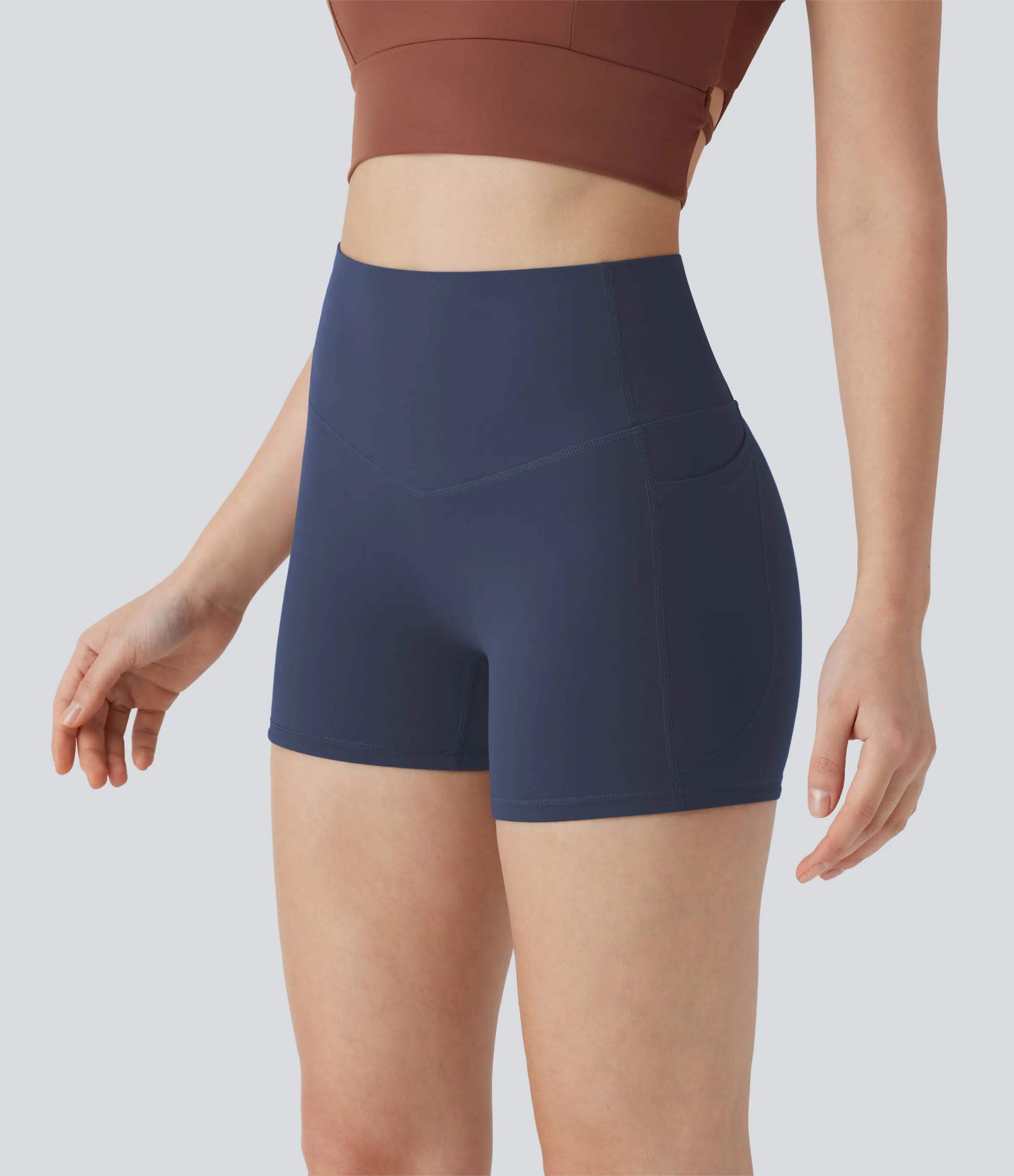 Halara Pantalón corto Halara UltraSculpt™ SoCinched ciclista moldeador tiro alto control abdomen bolsillo lateral 7.5cm - Mood Indigo - XL sold by Halara product image thumbnail 2