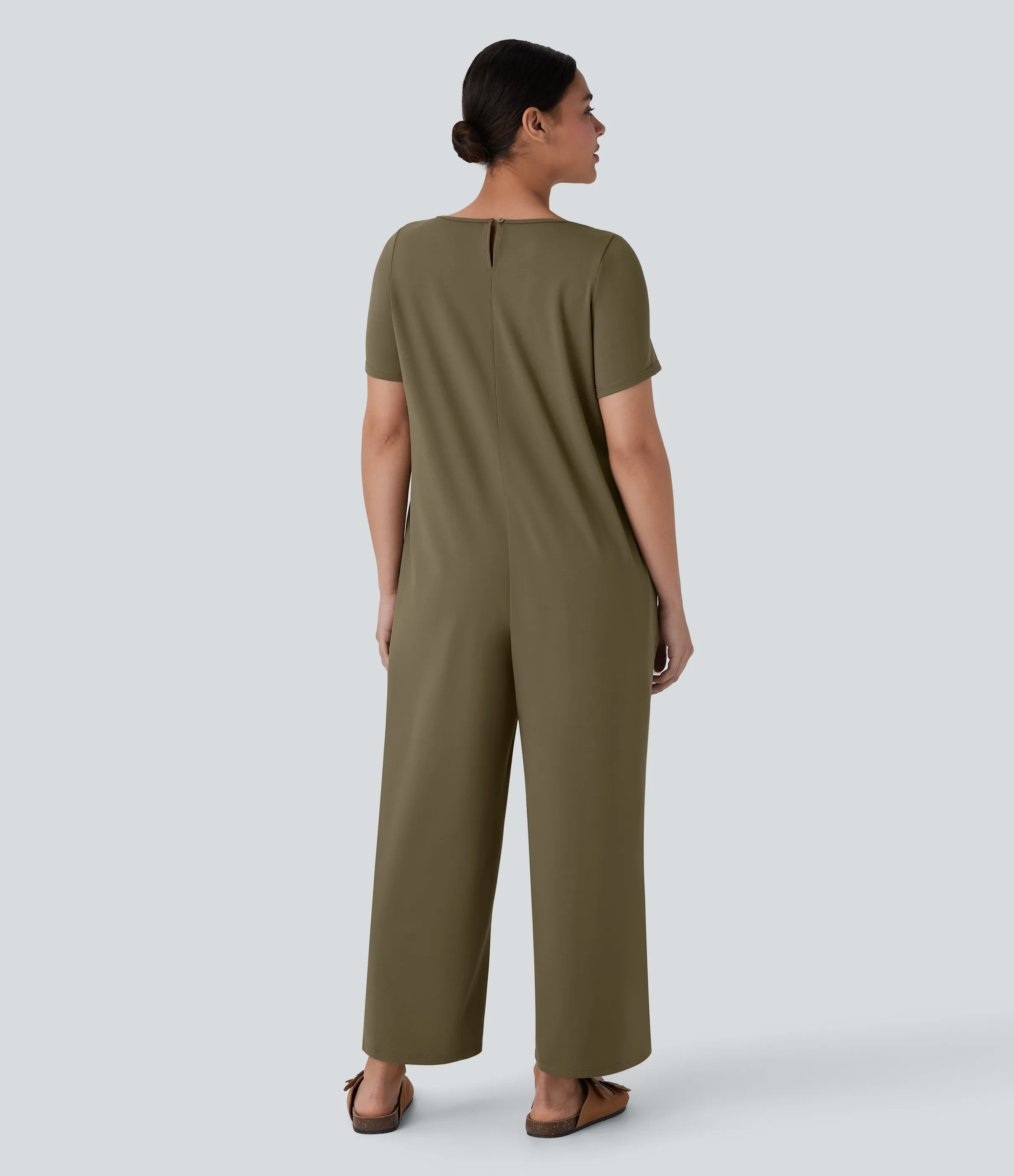 Halara Mono holgado cuello redondo botón posterior bolsillo lateral - Capulet Olive - XS(regular) sold by Halara product image thumbnail 3
