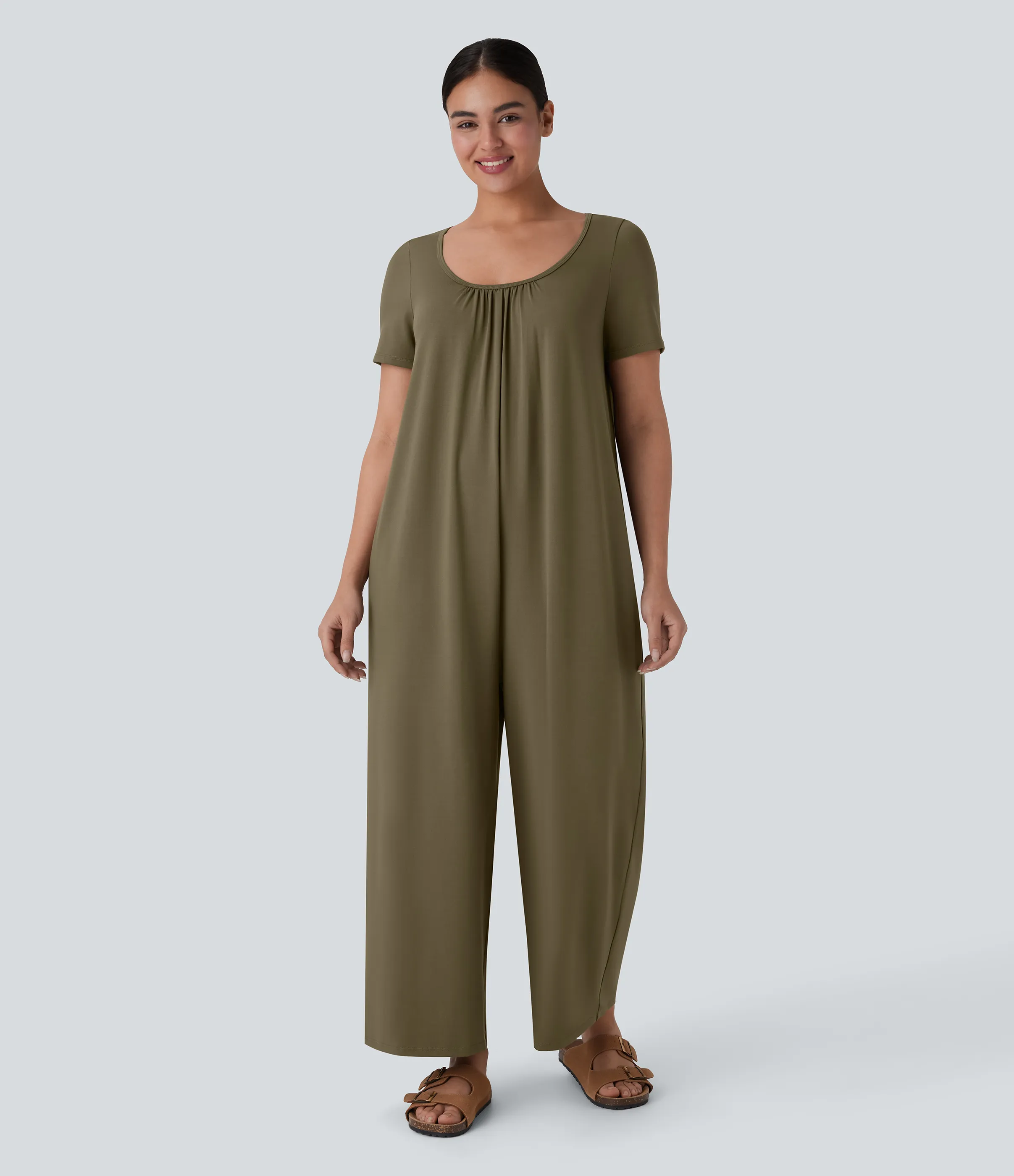 Halara Mono holgado cuello redondo botón posterior bolsillo lateral - Capulet Olive - XS(regular) sold by Halara product image thumbnail 4