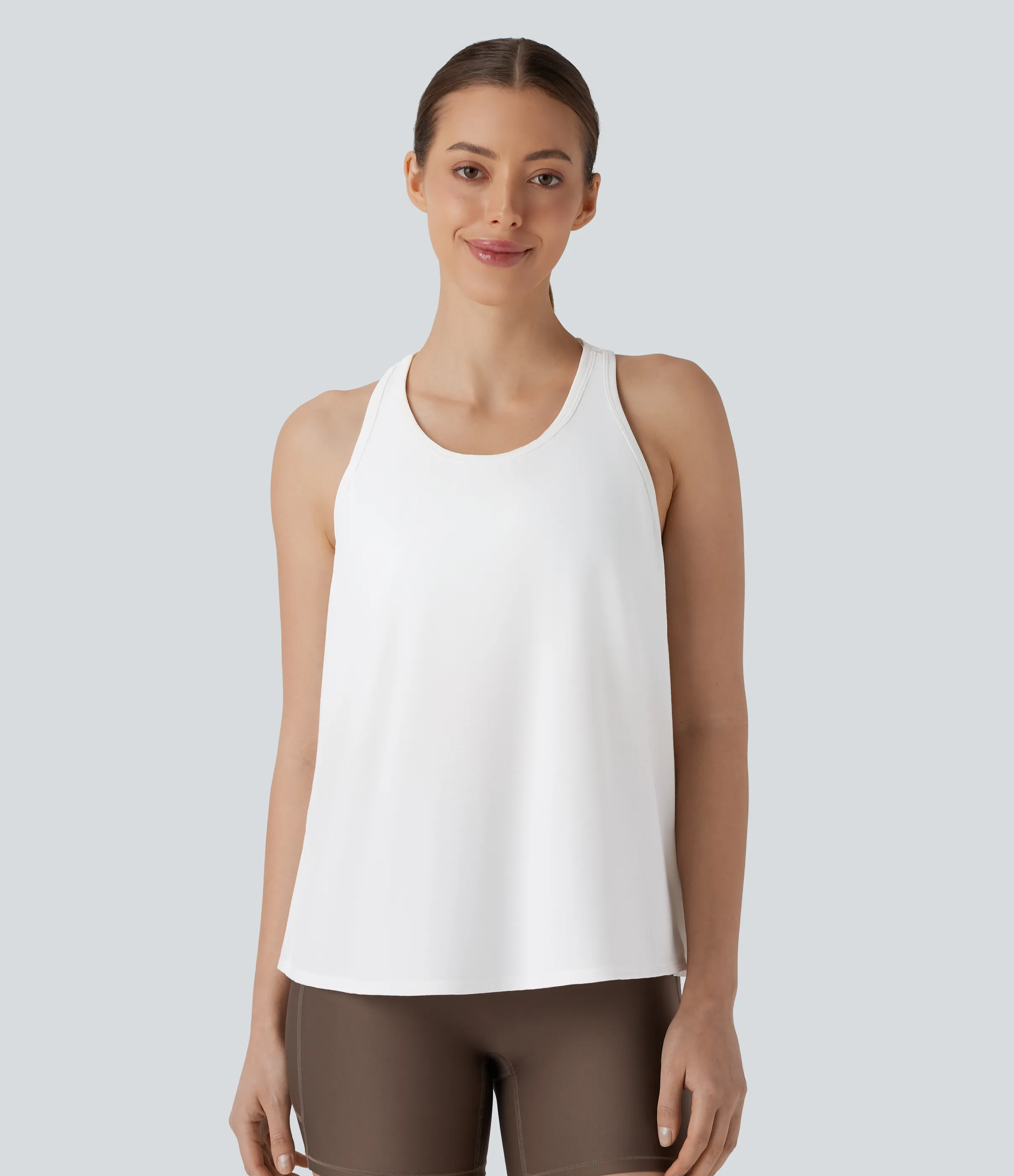 Halara Camiseta sin mangas correr secado rápido espalda deportiva dobladillo curvo raya - White - XS sold by Halara product image thumbnail 3