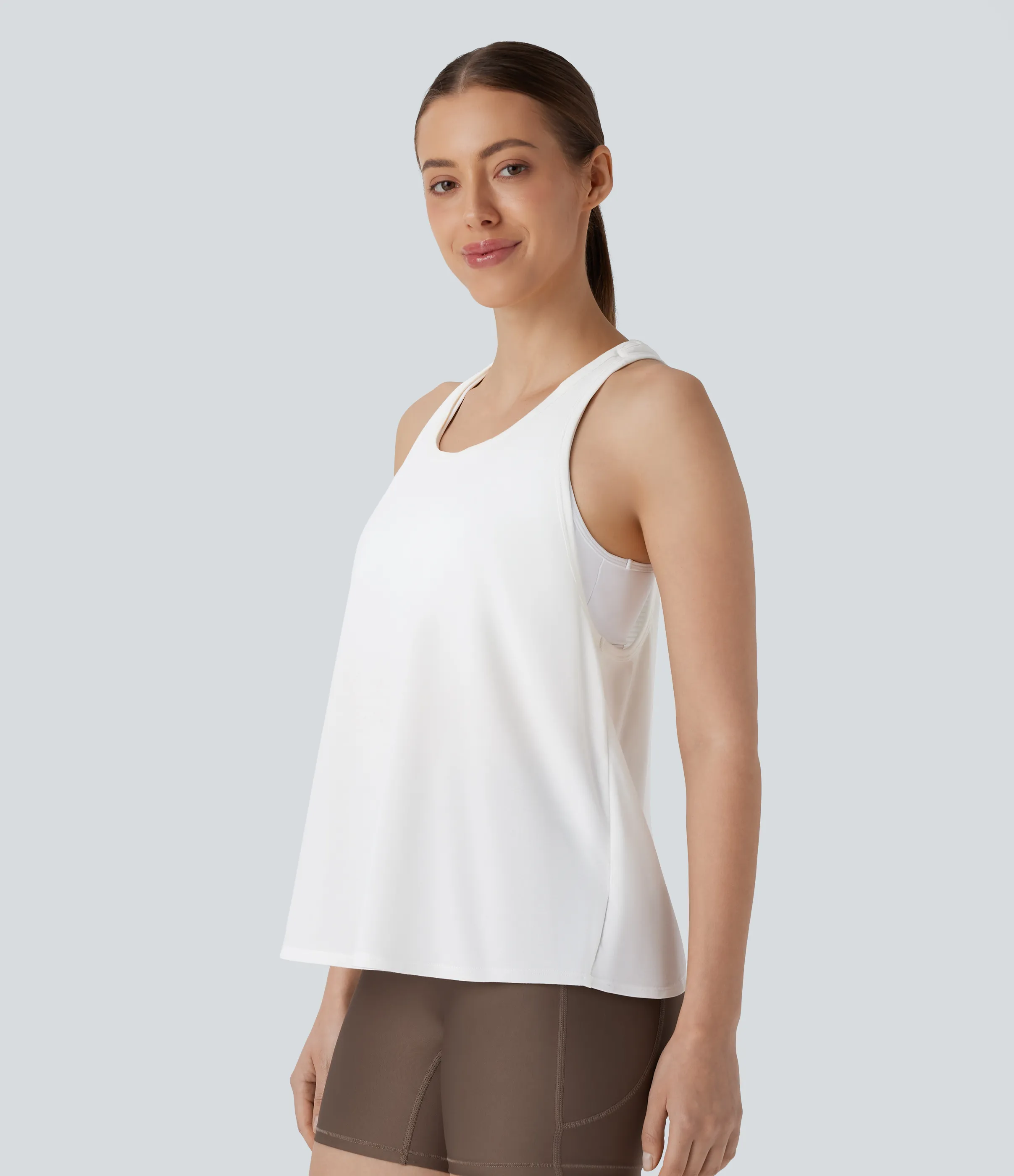 Halara Camiseta sin mangas correr secado rápido espalda deportiva dobladillo curvo raya - White - XS sold by Halara product image thumbnail 4