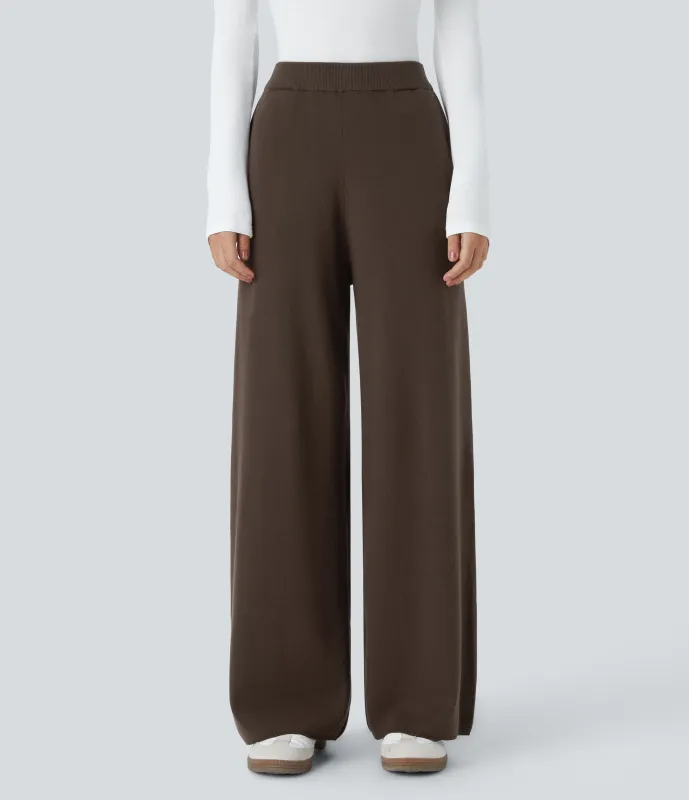 Halara Pantalón pierna ancha bolsillo lateral tiro alto - Slate Black - L(regular) sold by Halara