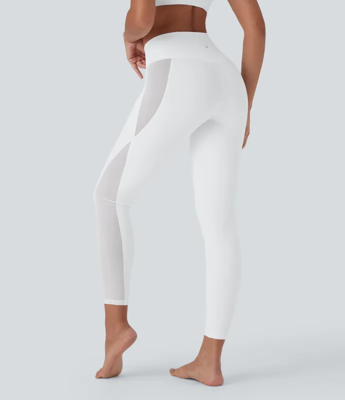 Halara Leggings de yoga Softlyzero™ de tiro alto con tejido en contraste y bolsillo - UPF 50+ - White - XS(full_length) sold by Halara
